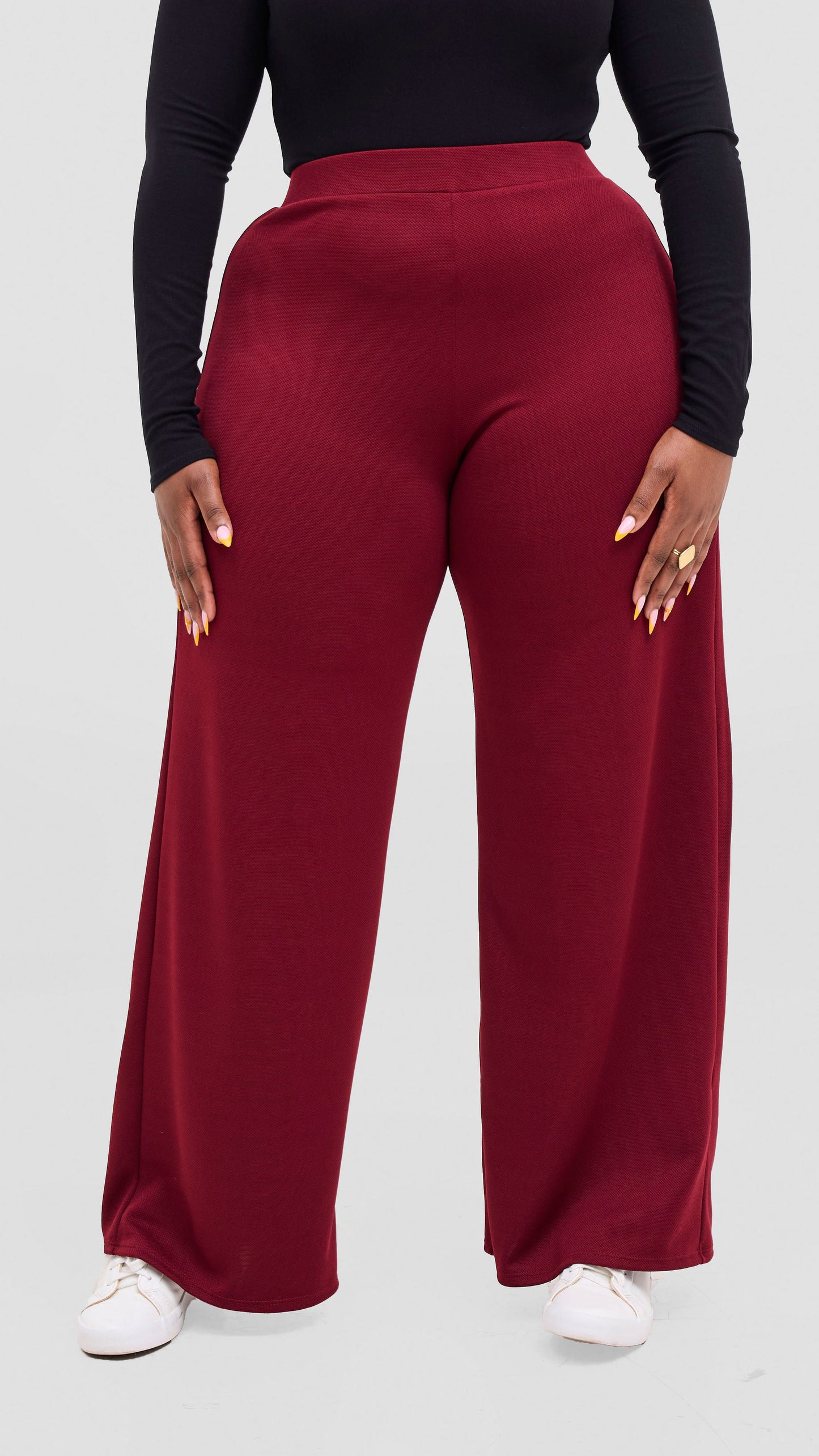 Vivo Selah Palazzo Pants in Stretch Rib Stretch Rib  - Maroon