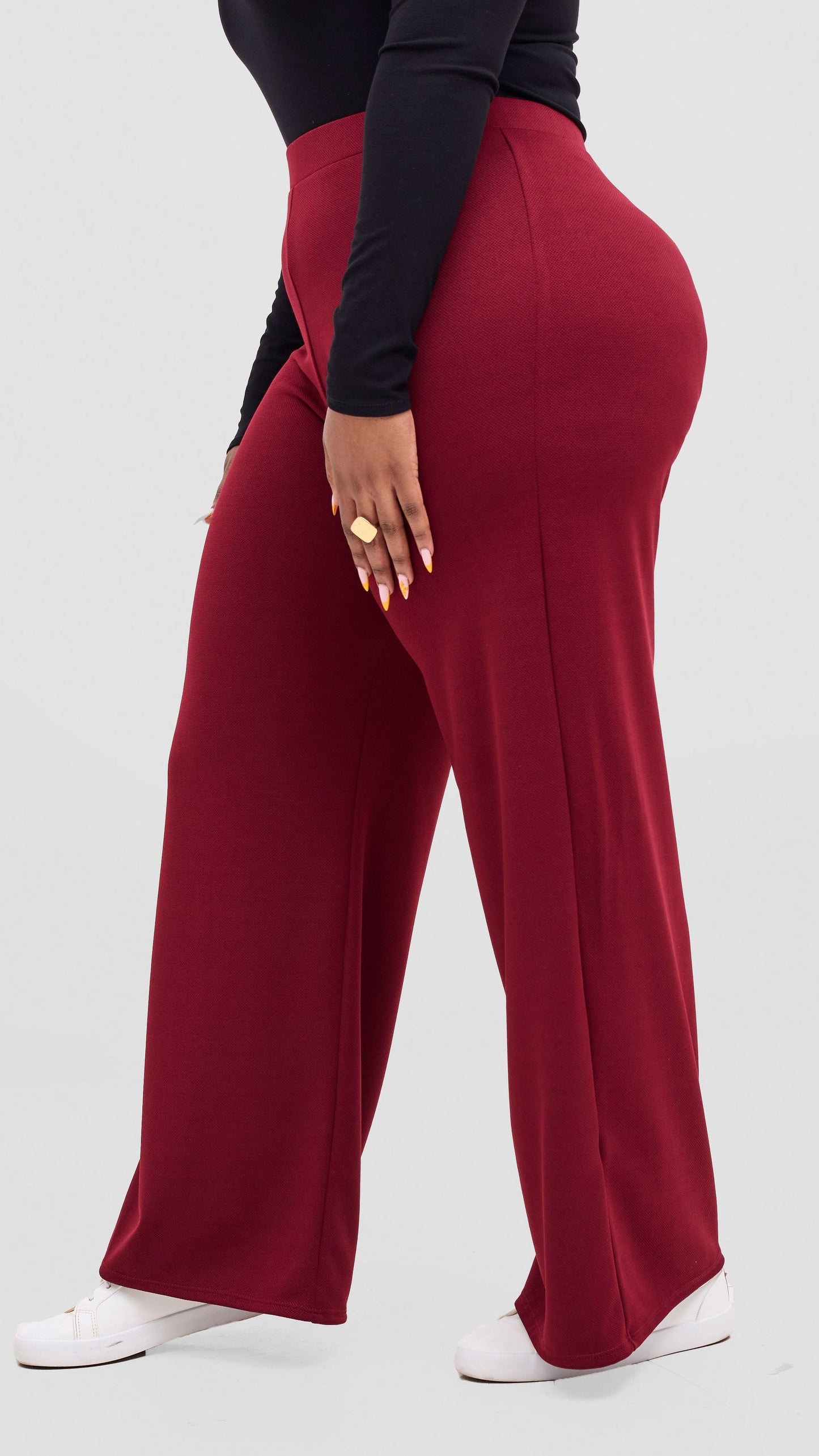 Vivo Selah Palazzo Pants in Stretch Rib Stretch Rib  - Maroon