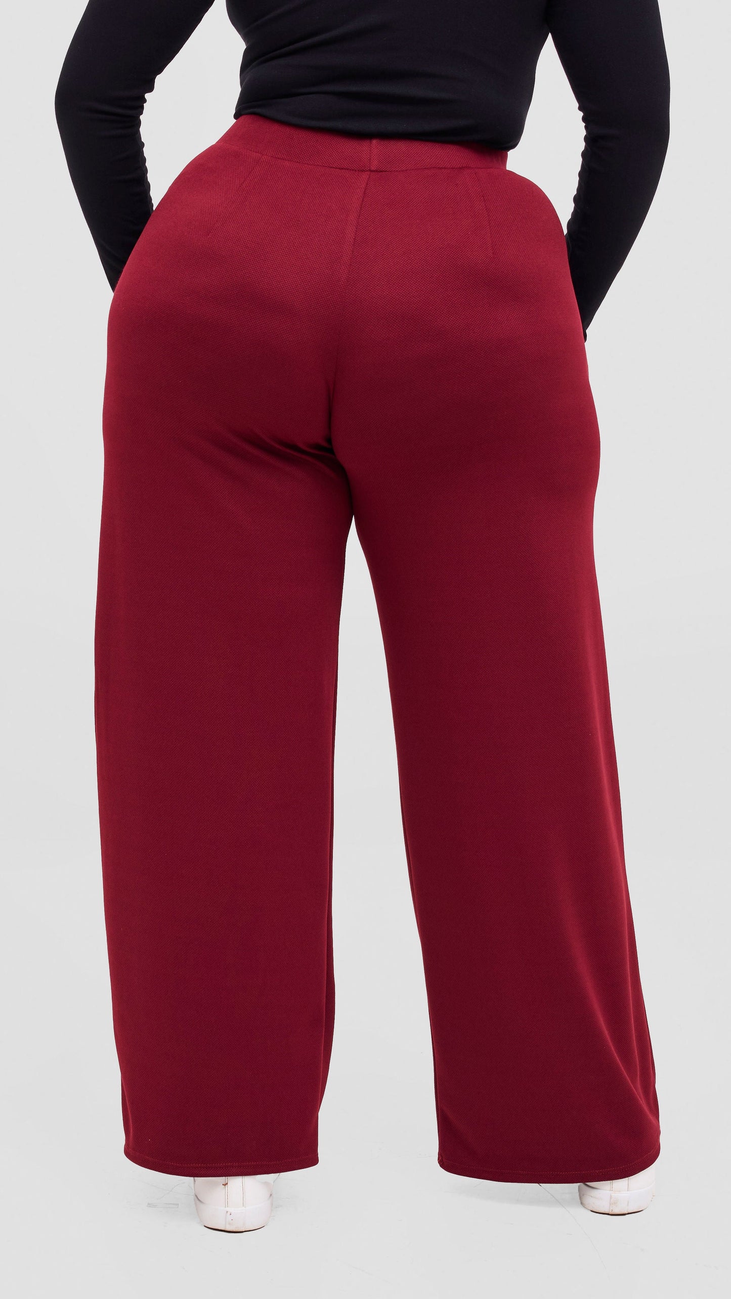 Vivo Selah Palazzo Pants in Stretch Rib Stretch Rib  - Maroon
