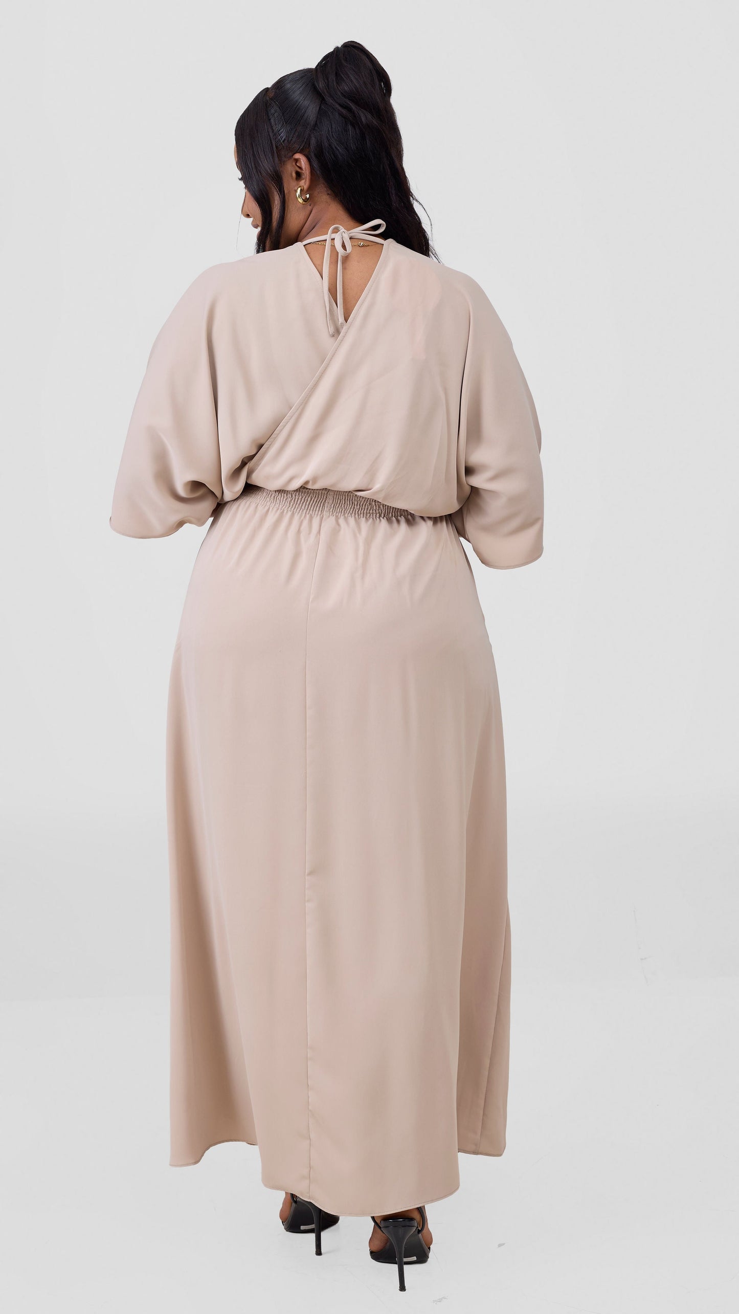 Vivo Iyana Shirred waist Maxi Dress - Beige