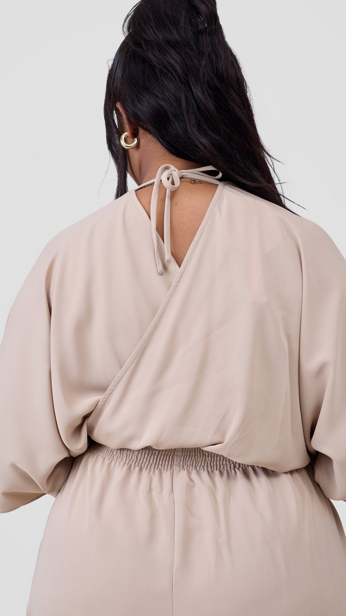 Vivo Iyana Shirred waist Maxi Dress - Beige