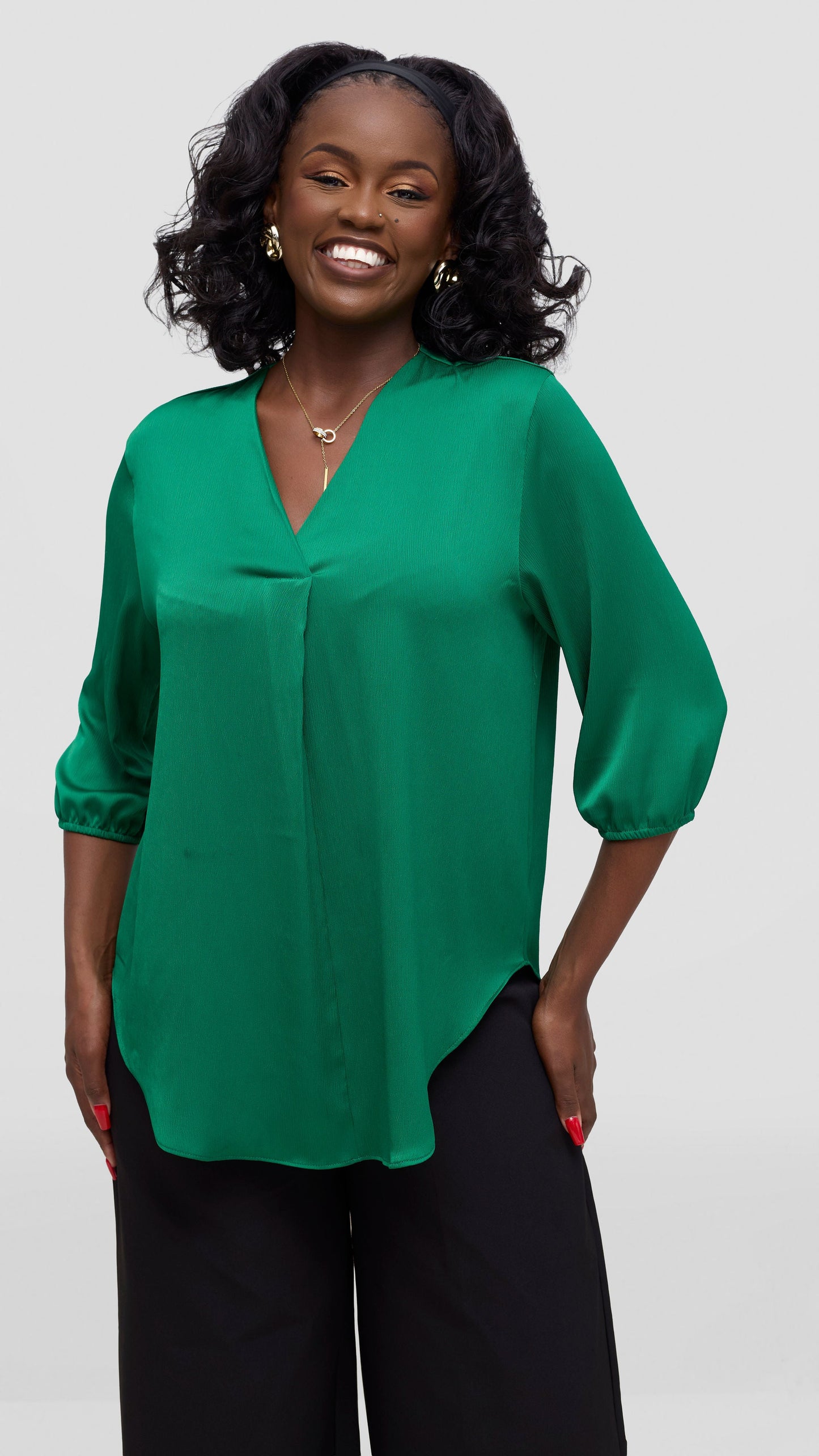 Vivo Dua Shirt In Satin - Green