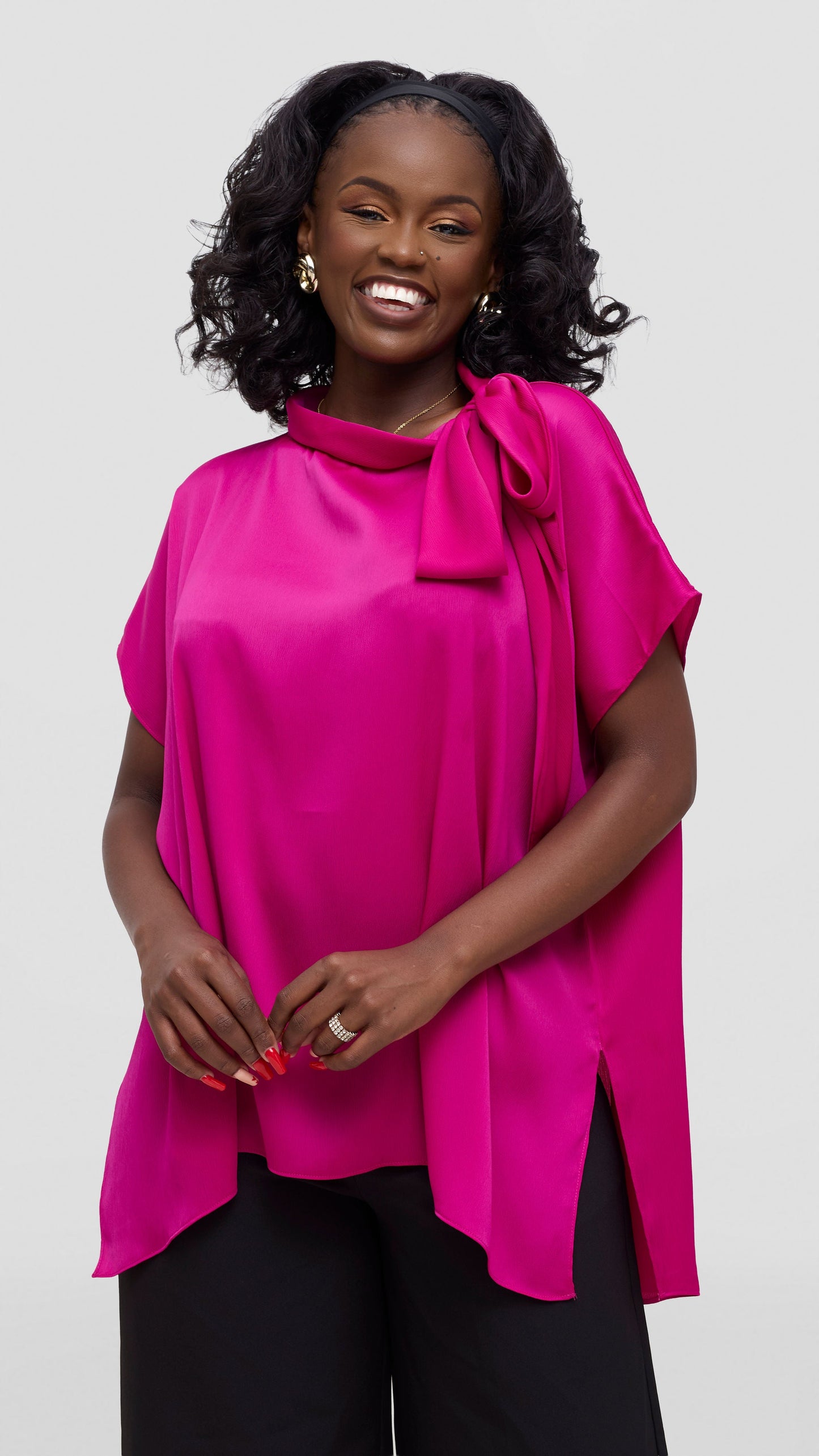 Vivo Takali Tunic Top In Satin - Magenta