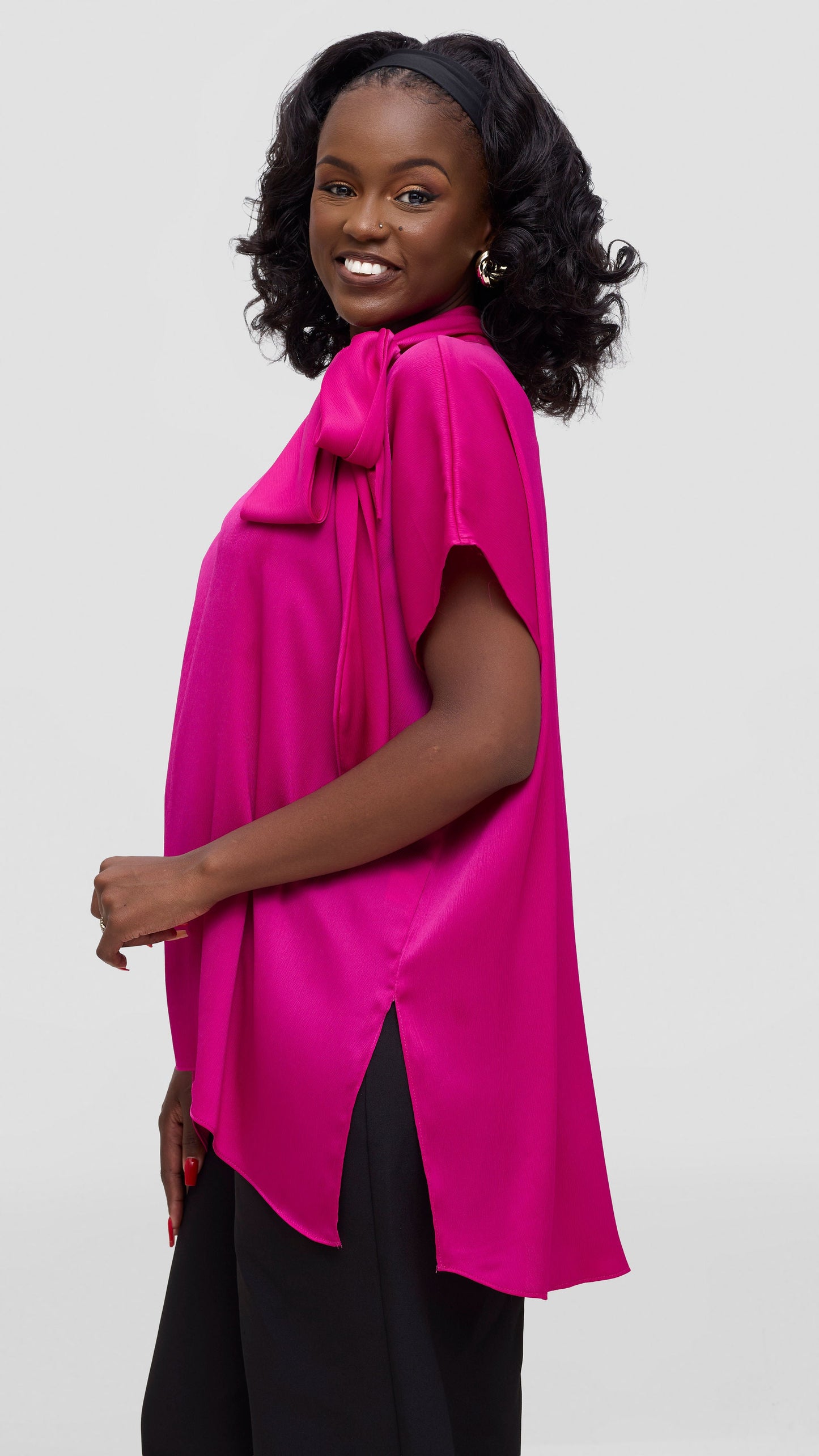 Vivo Takali Tunic Top In Satin - Magenta
