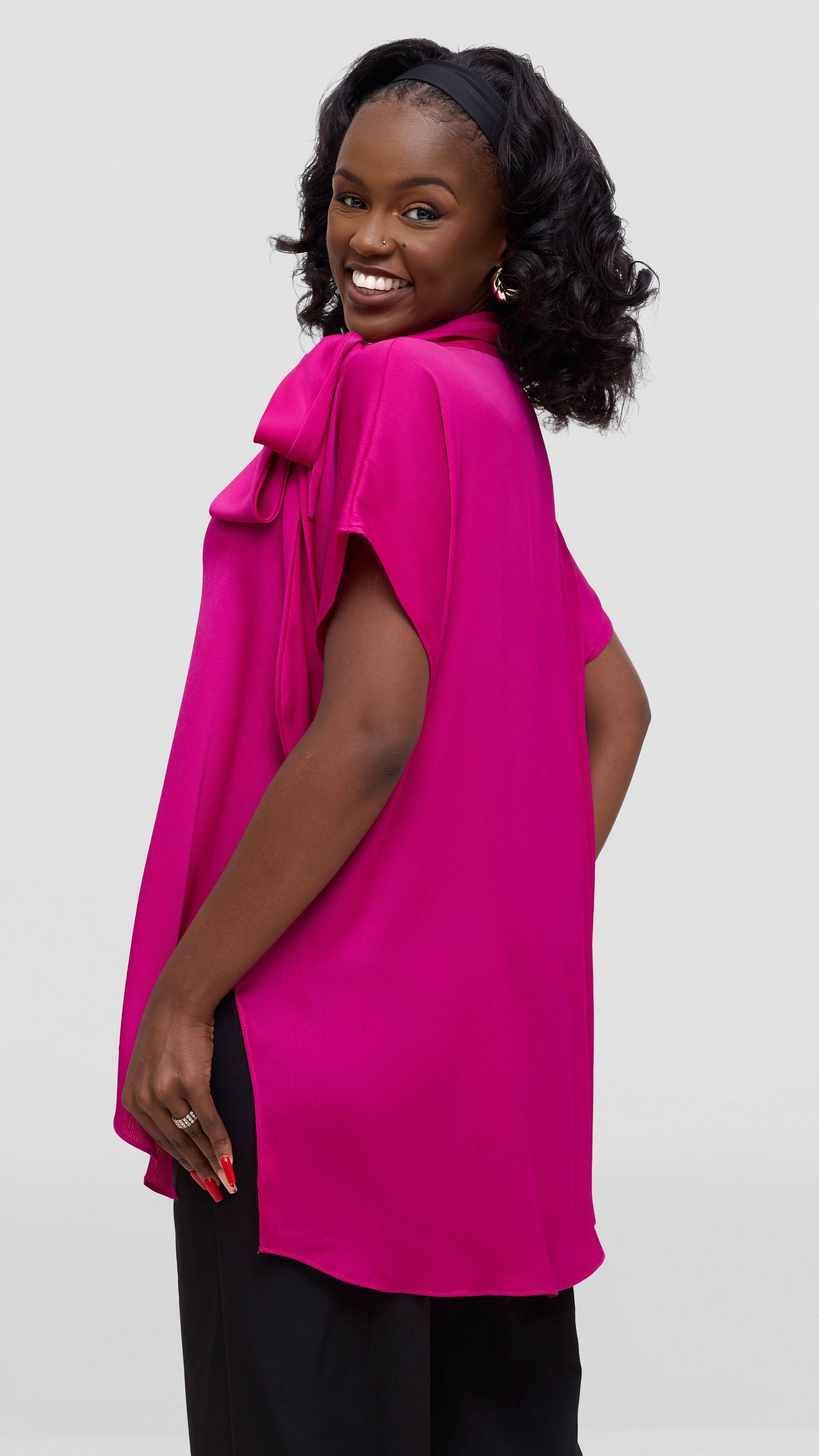 Vivo Takali Tunic Top In Satin - Magenta