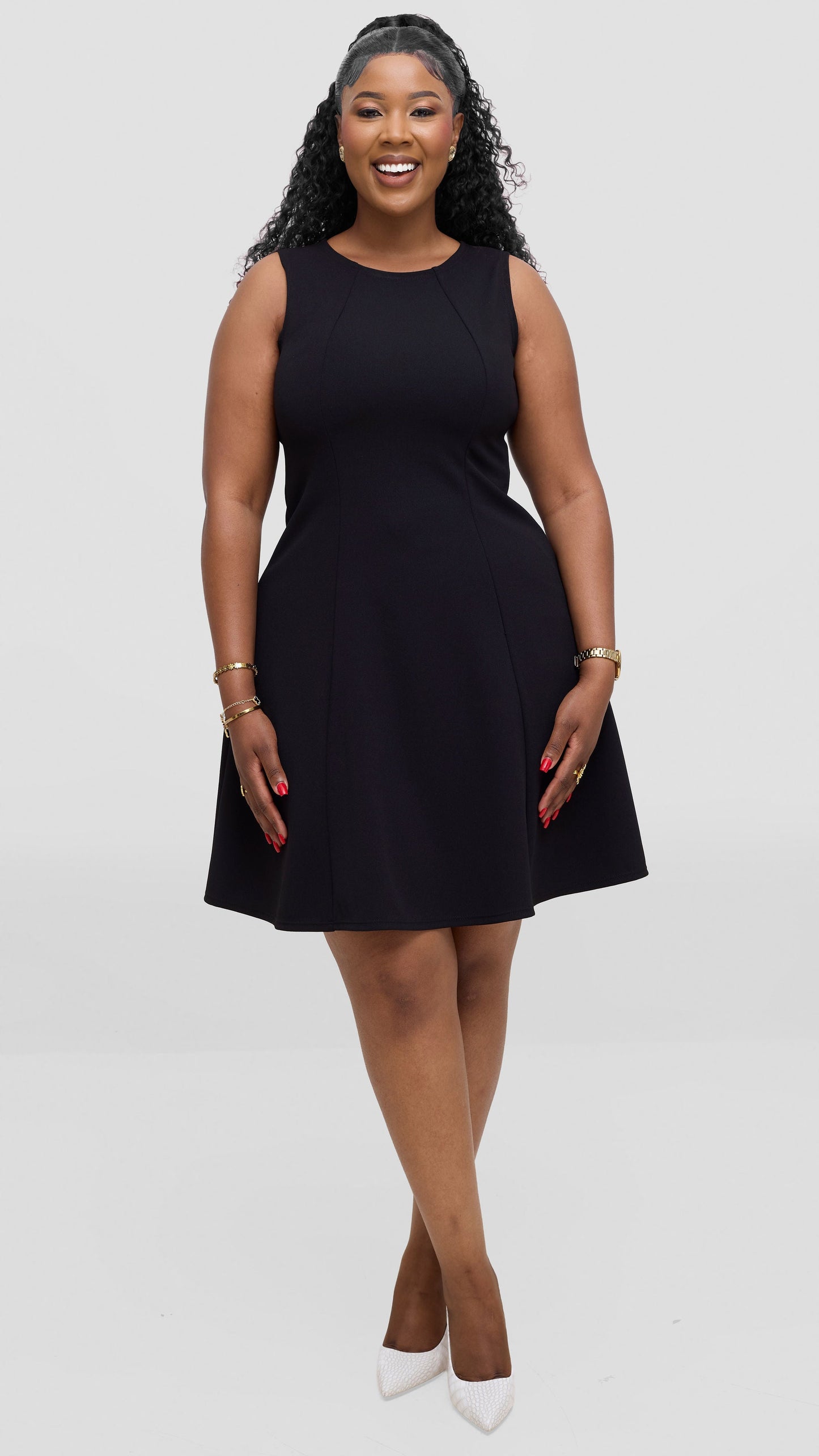 Vivo Studio Panelled Mini Dress in Ponte - Black