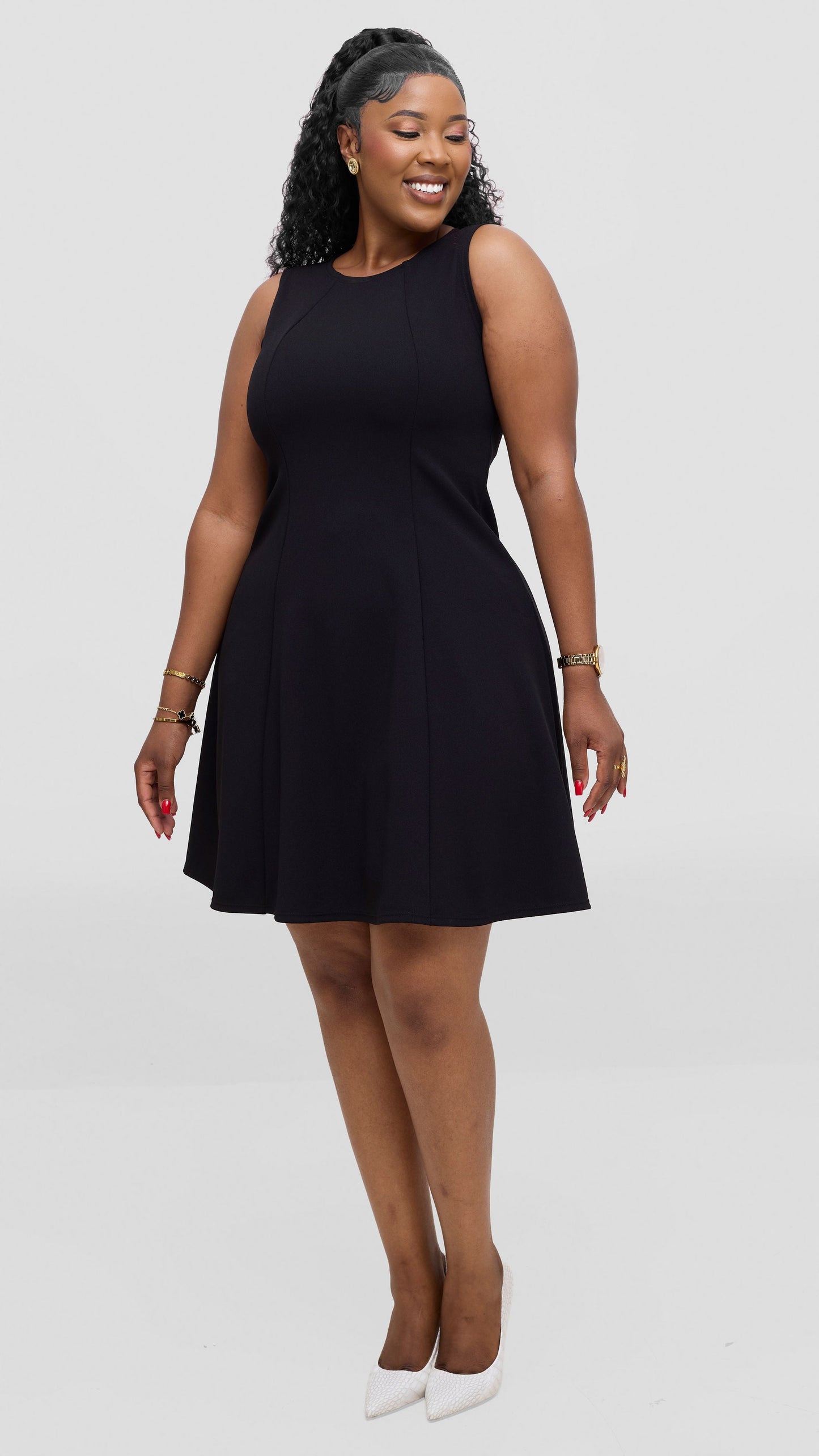 Vivo Studio Panelled Mini Dress in Ponte - Black