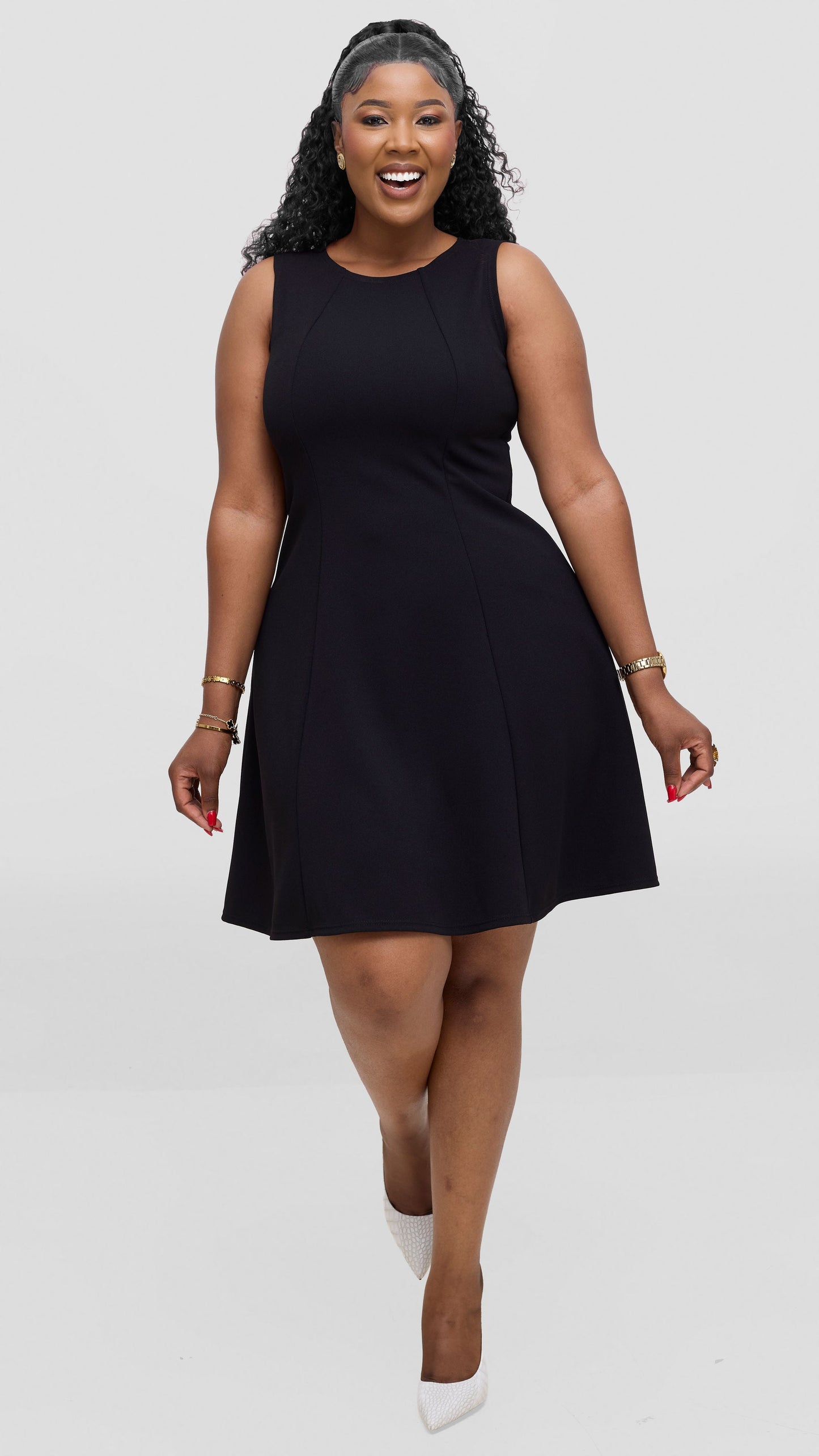 Vivo Studio Panelled Mini Dress in Ponte - Black