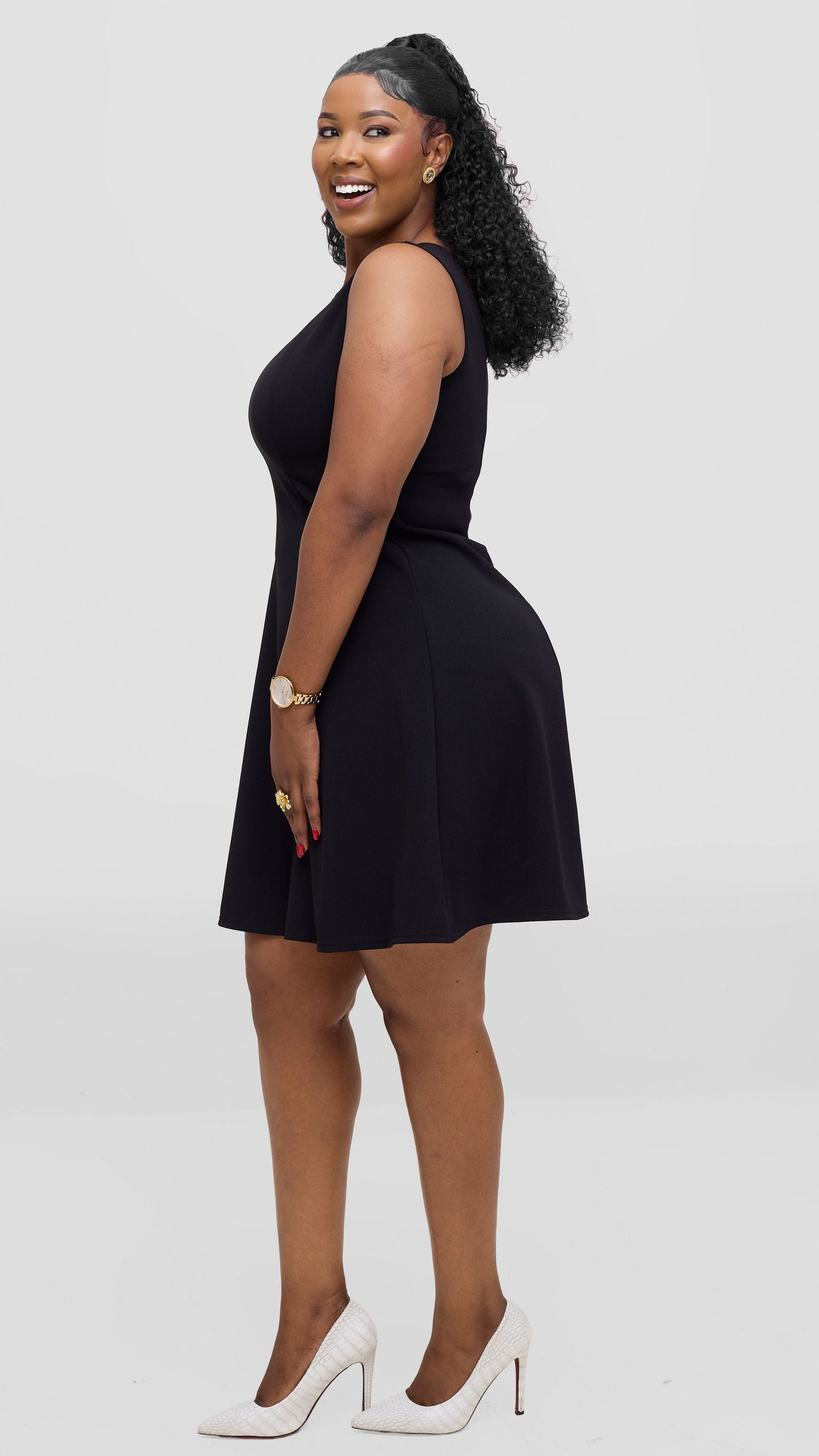 Vivo Studio Panelled Mini Dress in Ponte - Black