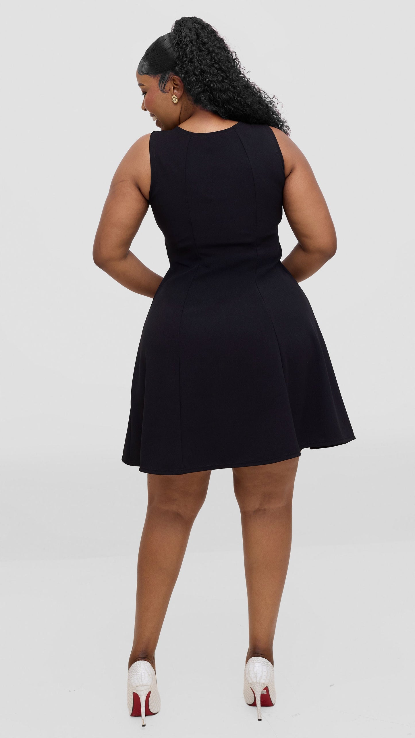Vivo Studio Panelled Mini Dress in Ponte - Black