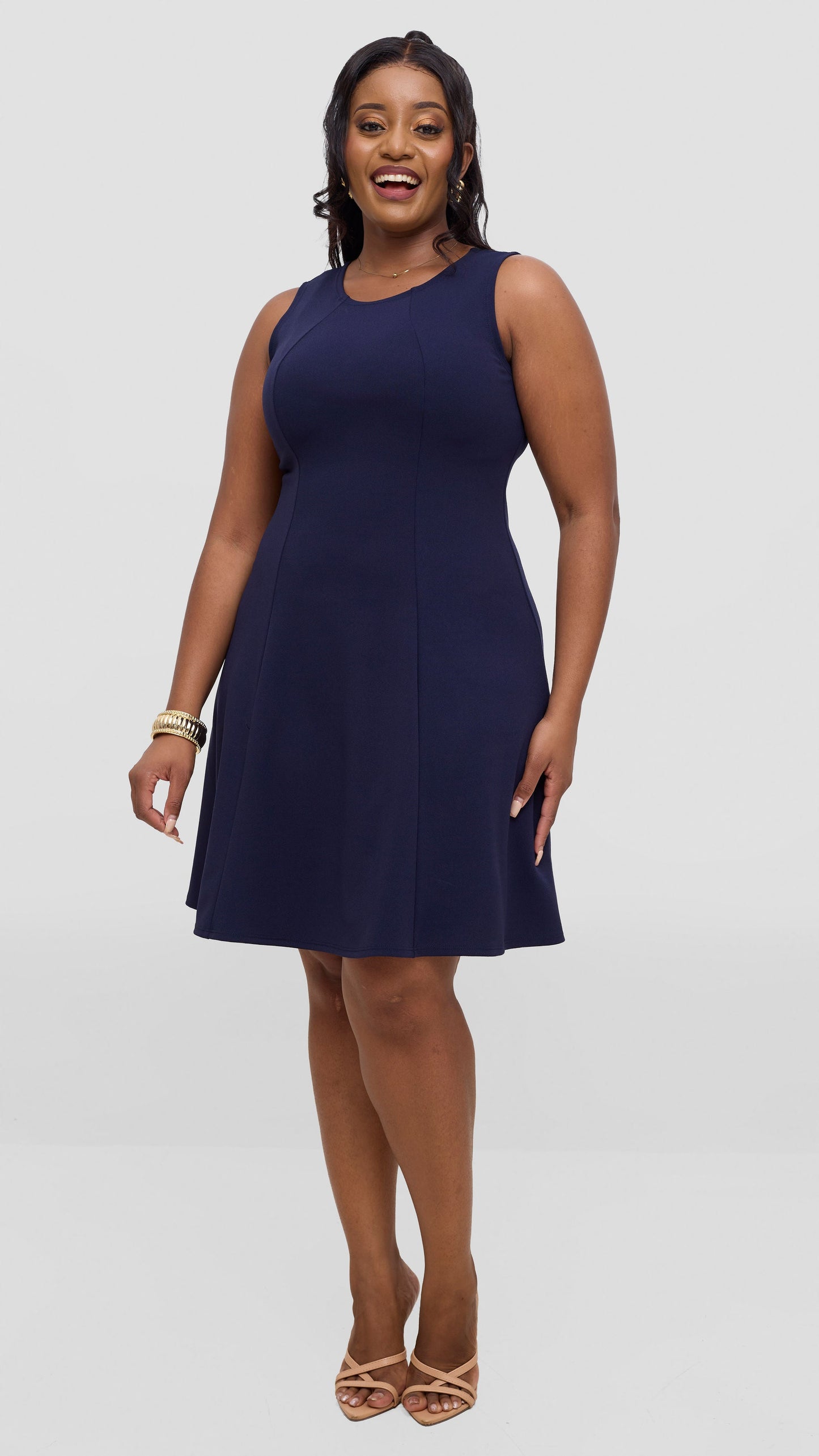 Vivo Studio Panelled Mini Dress in Ponte - Navy