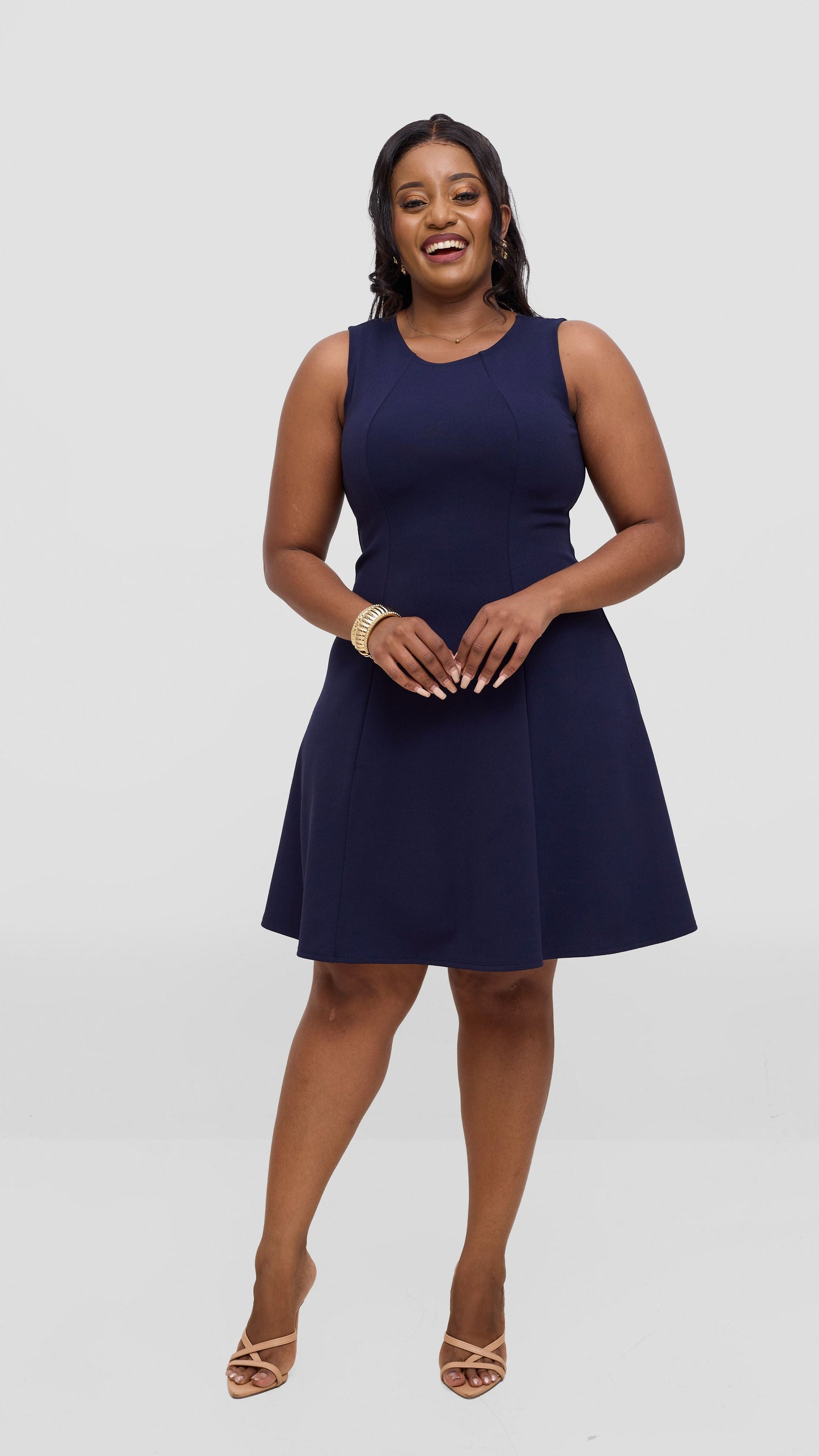 Vivo Studio Panelled Mini Dress in Ponte - Navy