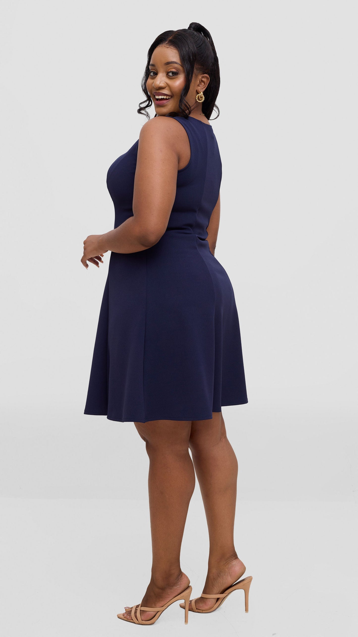 Vivo Studio Panelled Mini Dress in Ponte - Navy