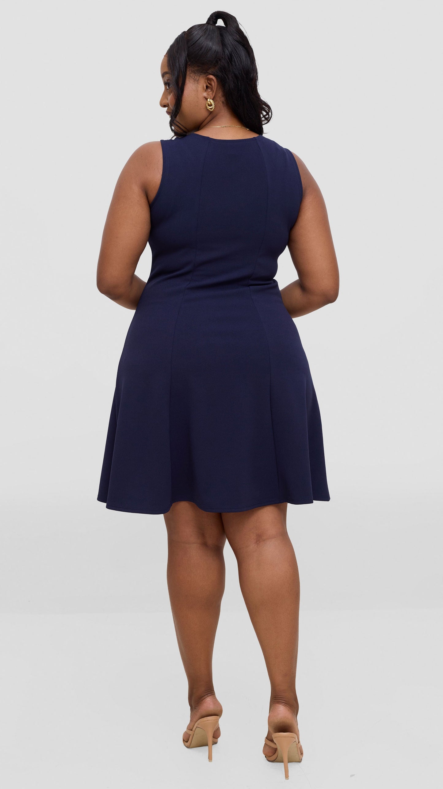 Vivo Studio Panelled Mini Dress in Ponte - Navy