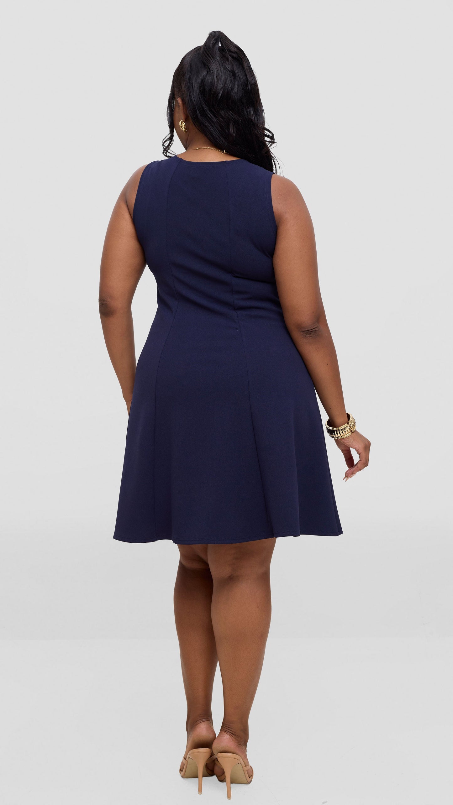 Vivo Studio Panelled Mini Dress in Ponte - Navy