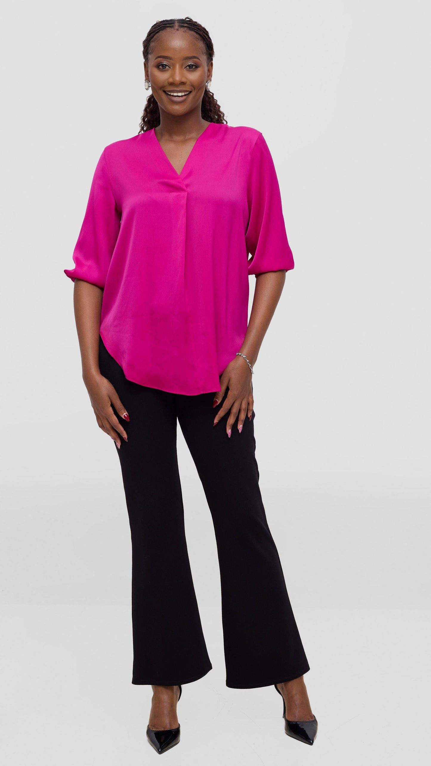 Vivo Dua Shirt In Satin - Magenta
