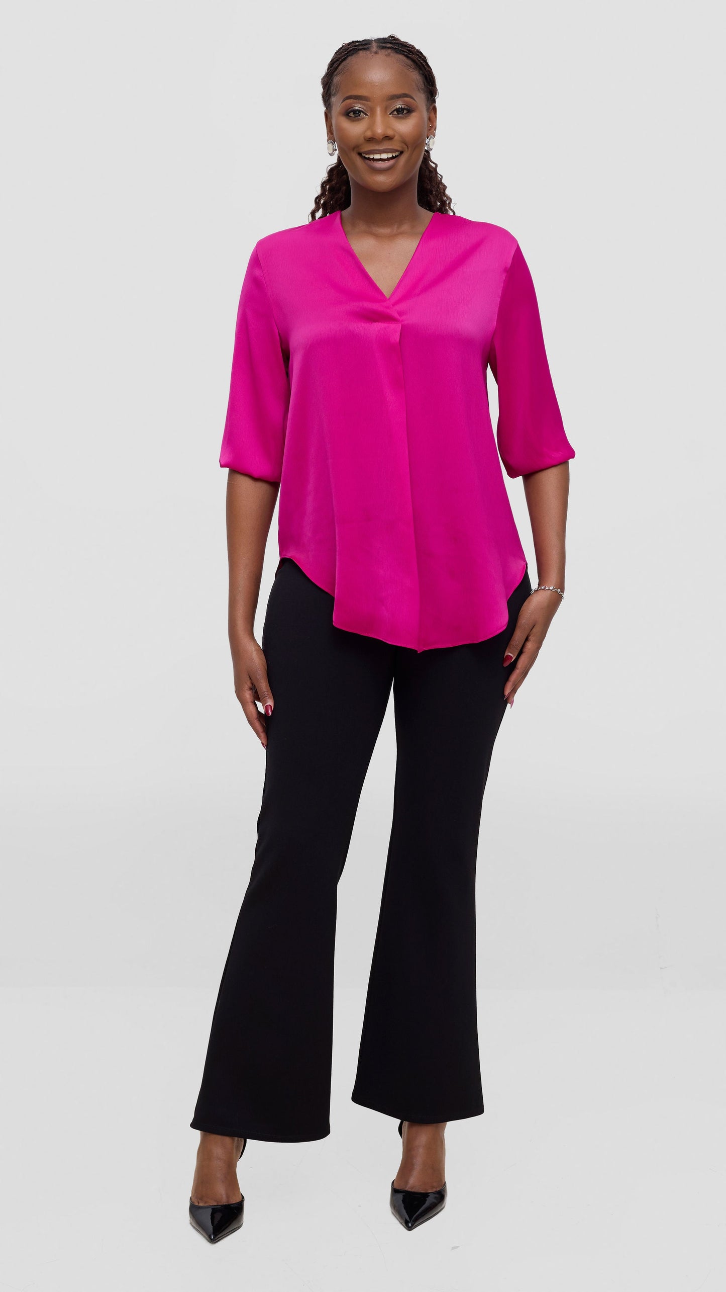 Vivo Dua Shirt In Satin - Magenta