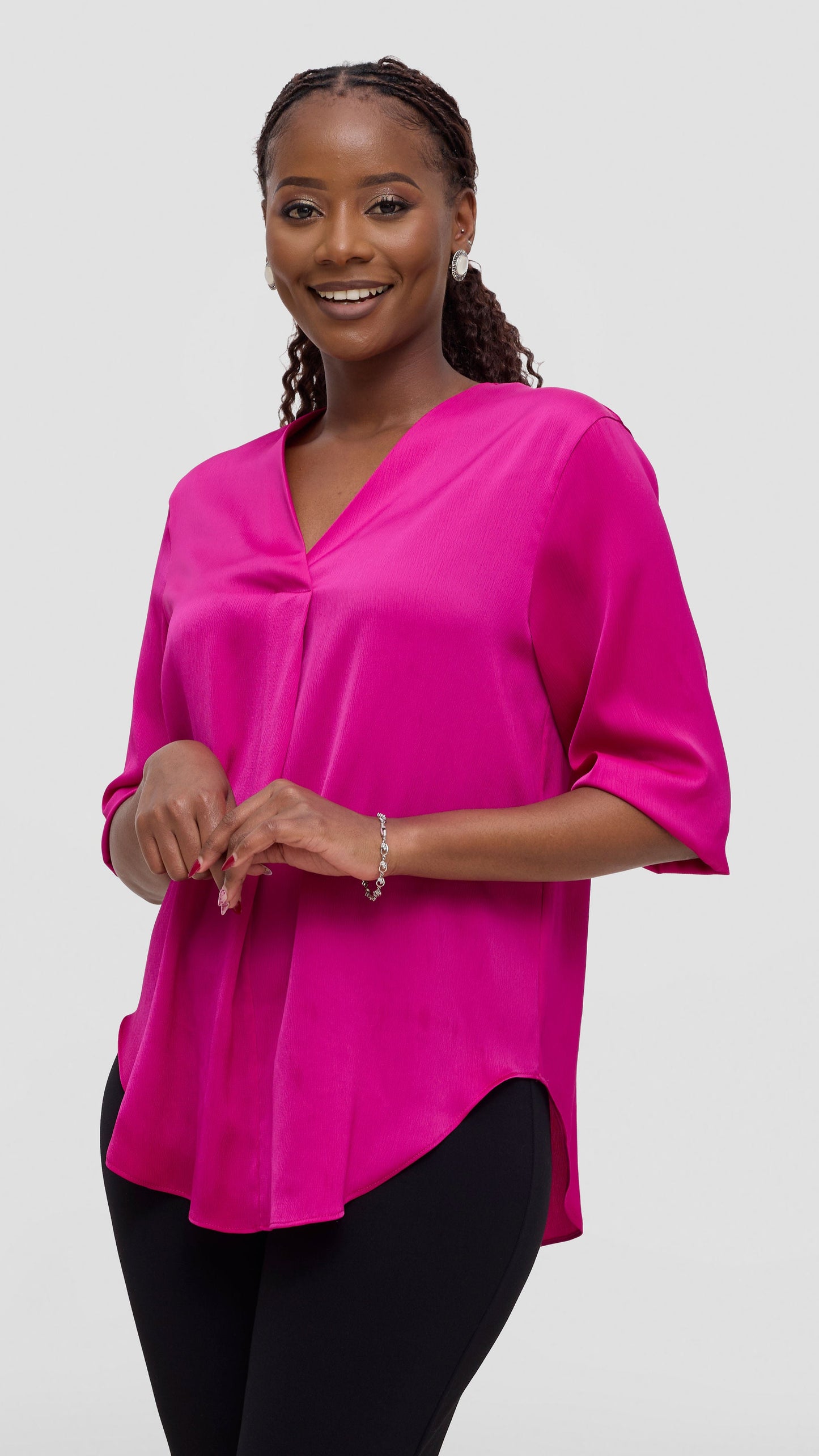 Vivo Dua Shirt In Satin - Magenta