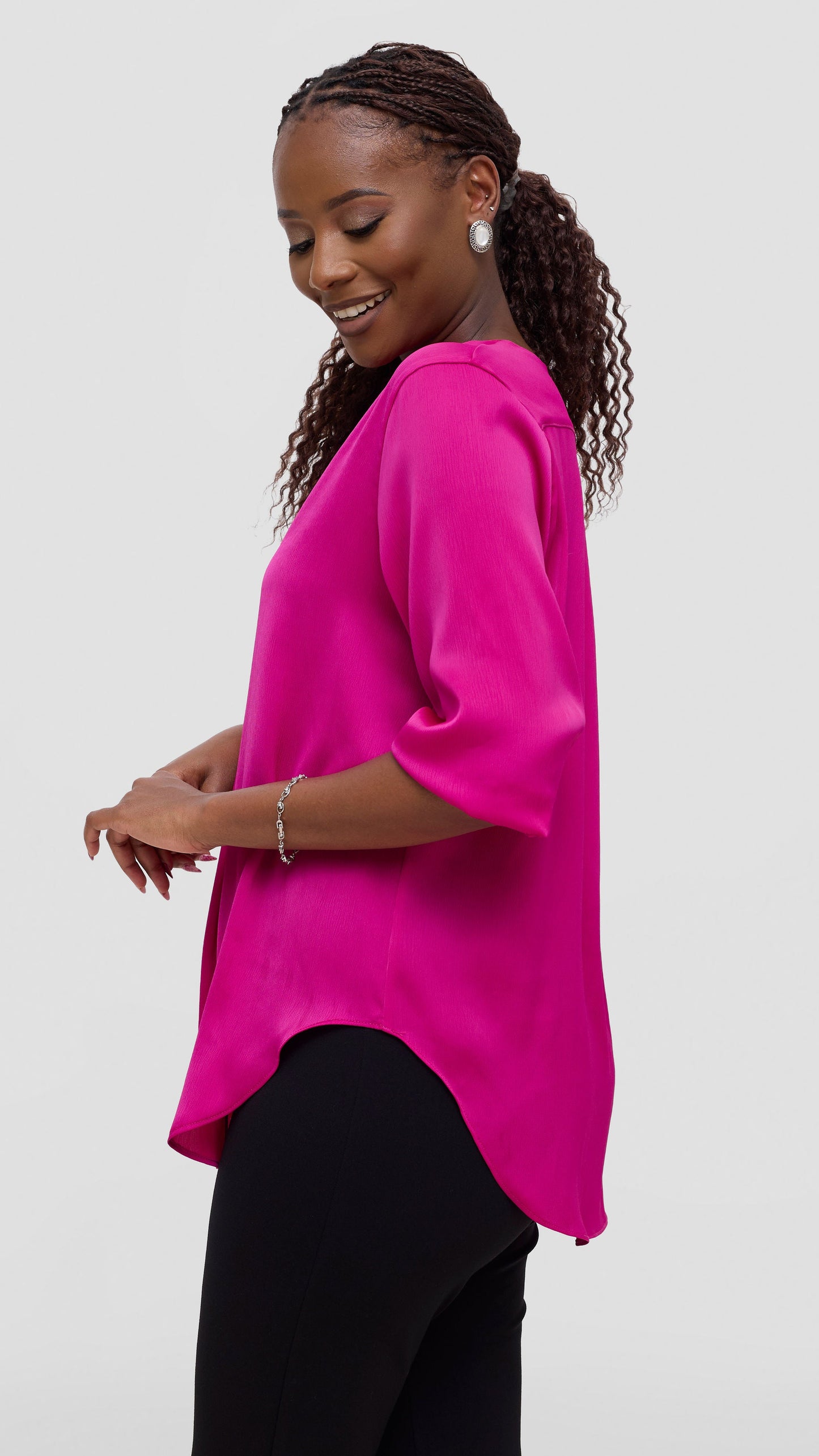 Vivo Dua Shirt In Satin - Magenta
