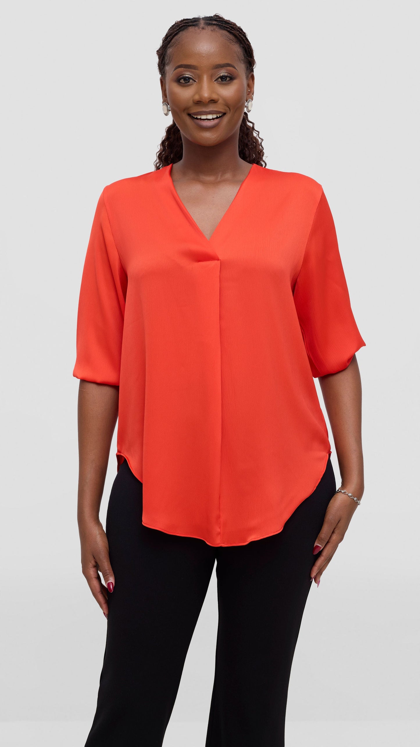 Vivo Dua Shirt in Textured Satin - Orange