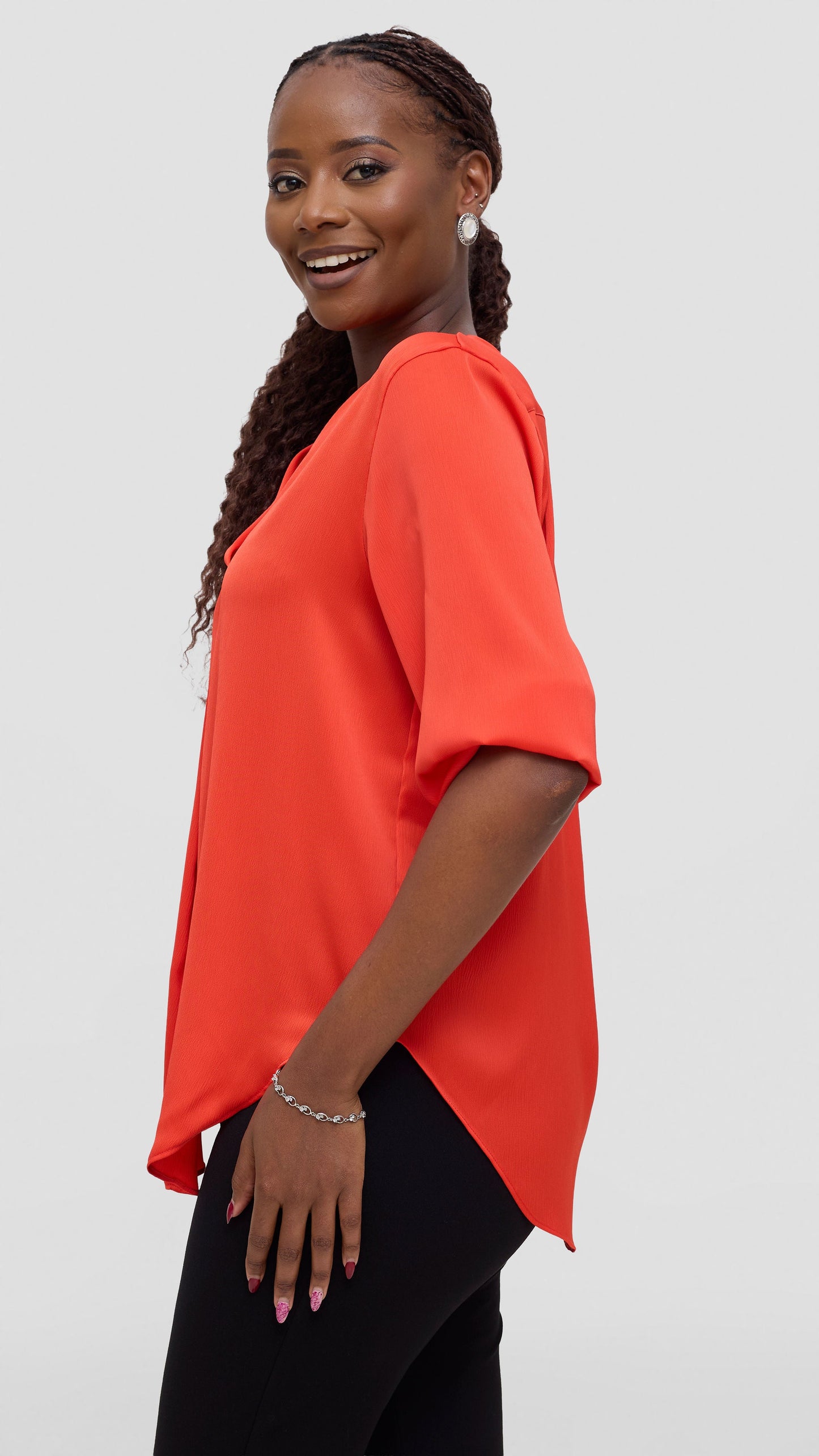 Vivo Dua Shirt in Textured Satin - Orange