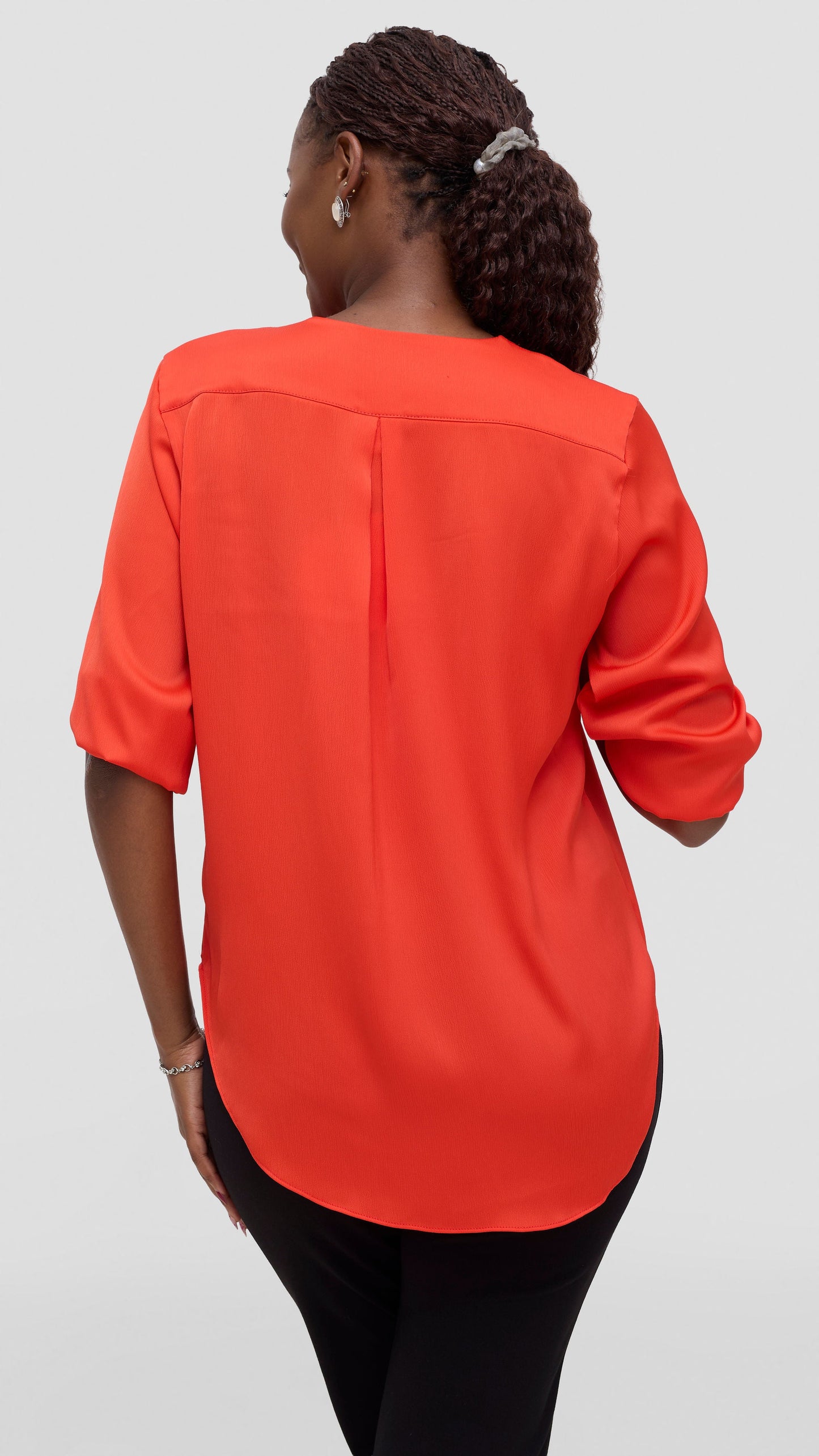 Vivo Dua Shirt in Textured Satin - Orange