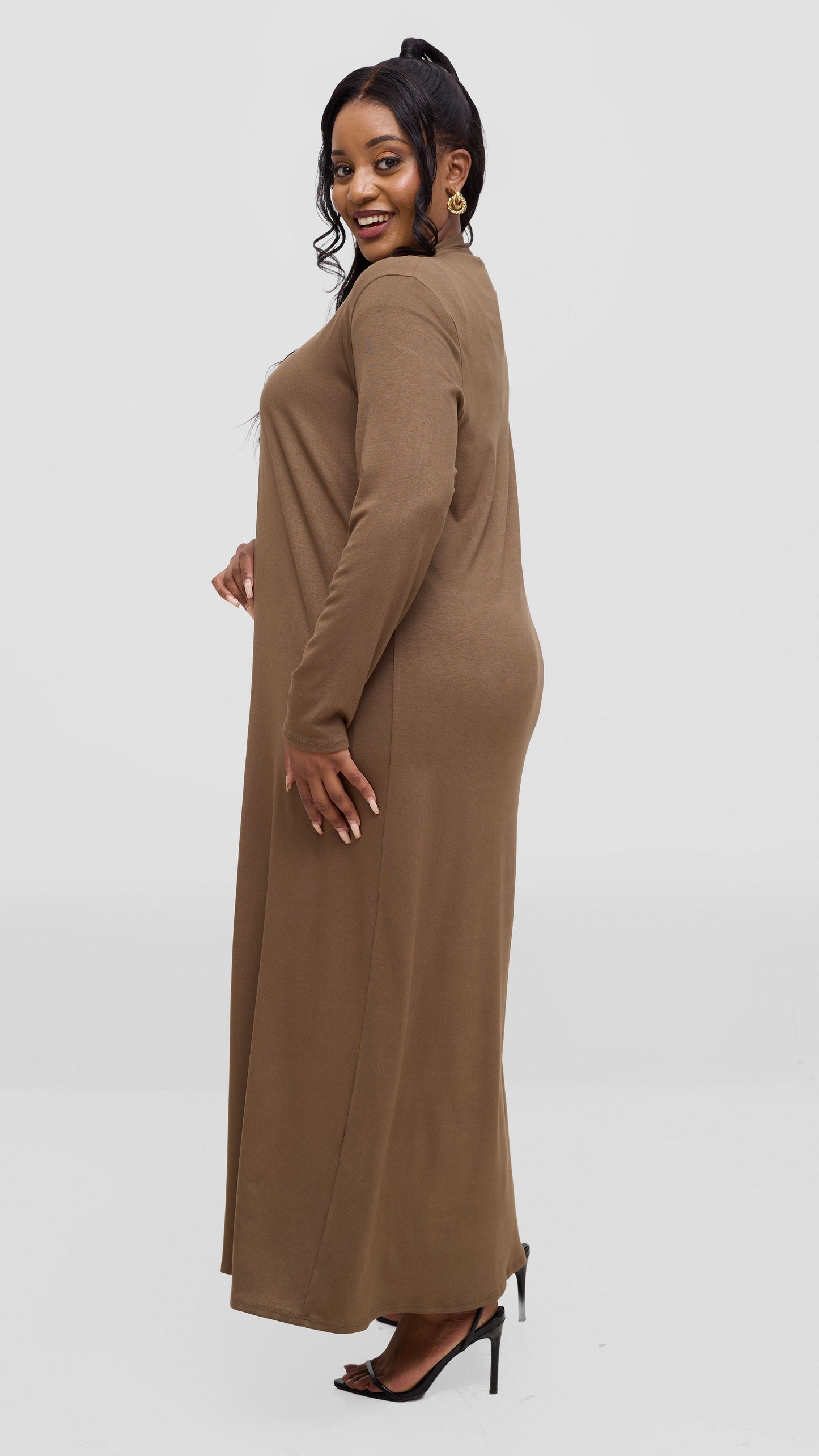 Vivo Basic Leila Maxi Waterfall In Jersey -Dark Tan