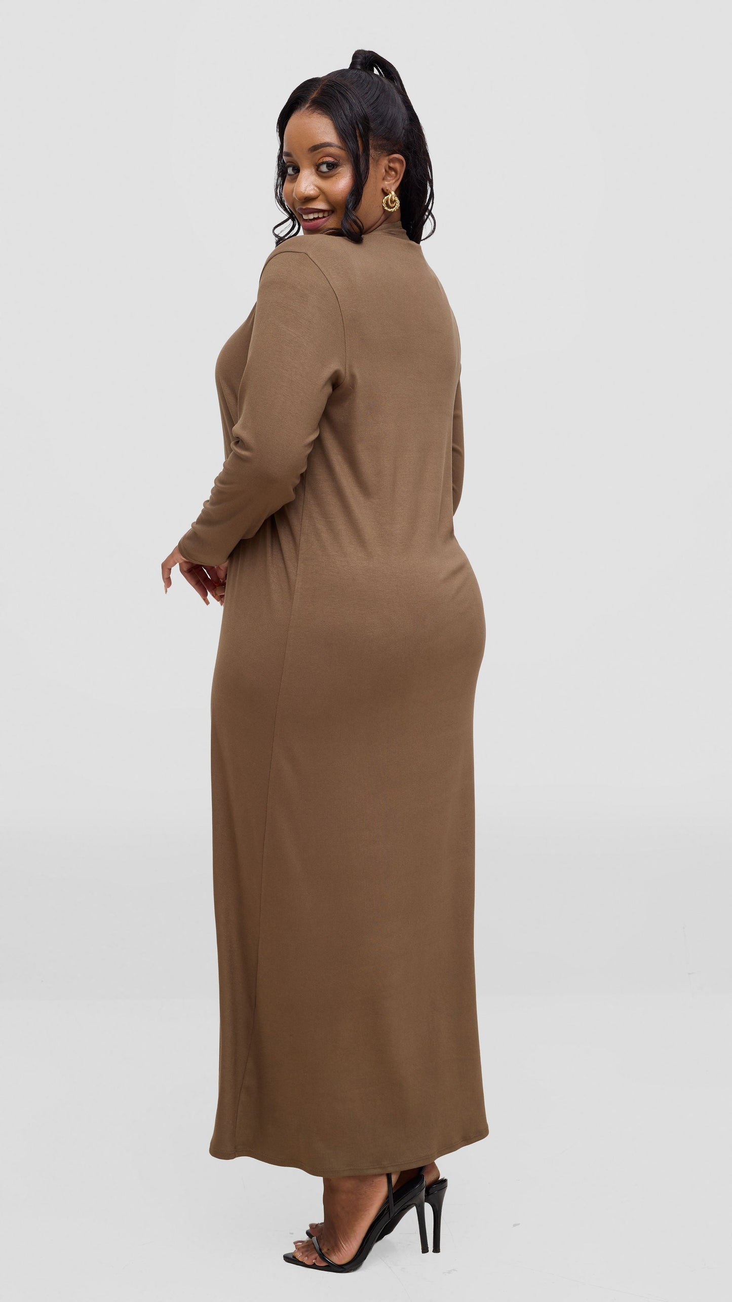 Vivo Basic Leila Maxi Waterfall In Jersey -Dark Tan