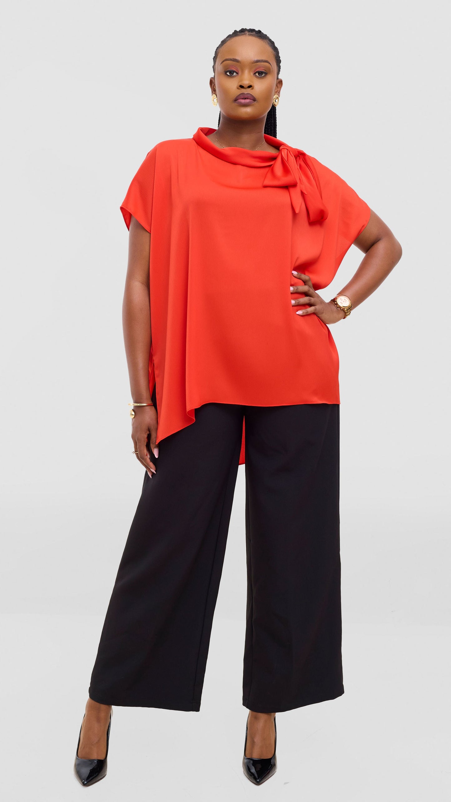 Vivo Takali Tunic Top In Satin - Orange