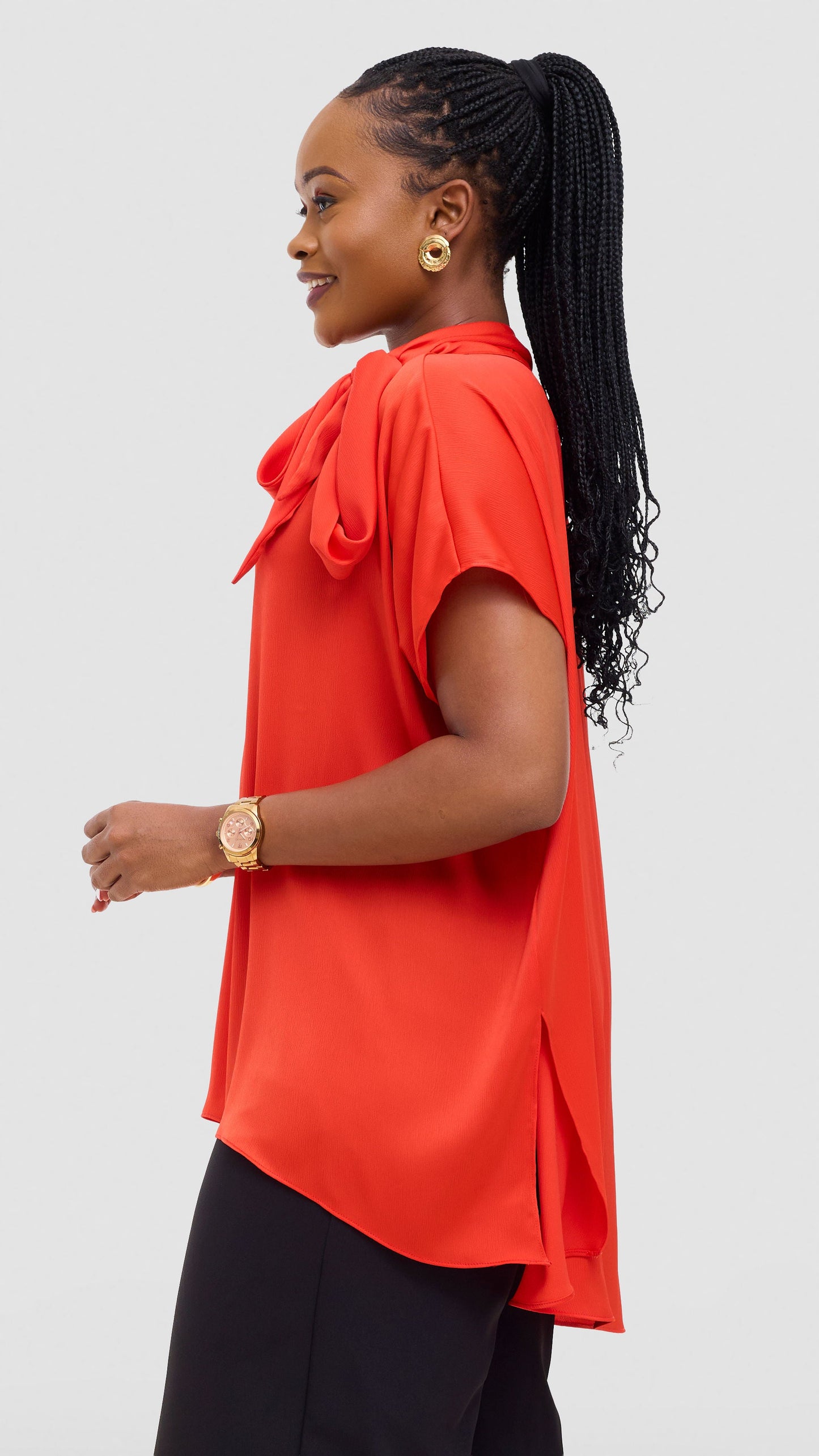 Vivo Takali Tunic Top In Satin - Orange