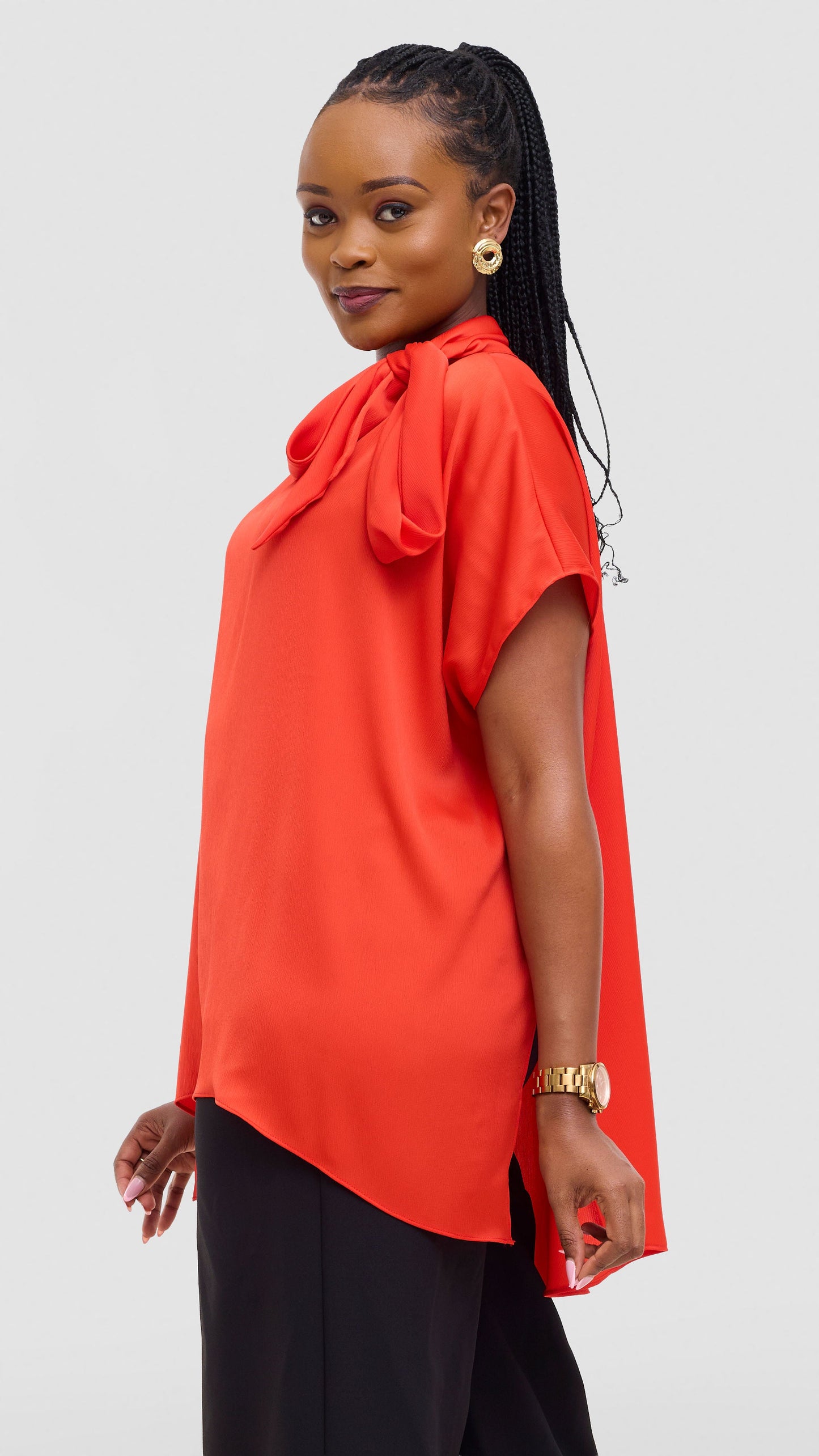 Vivo Takali Tunic Top In Satin - Orange