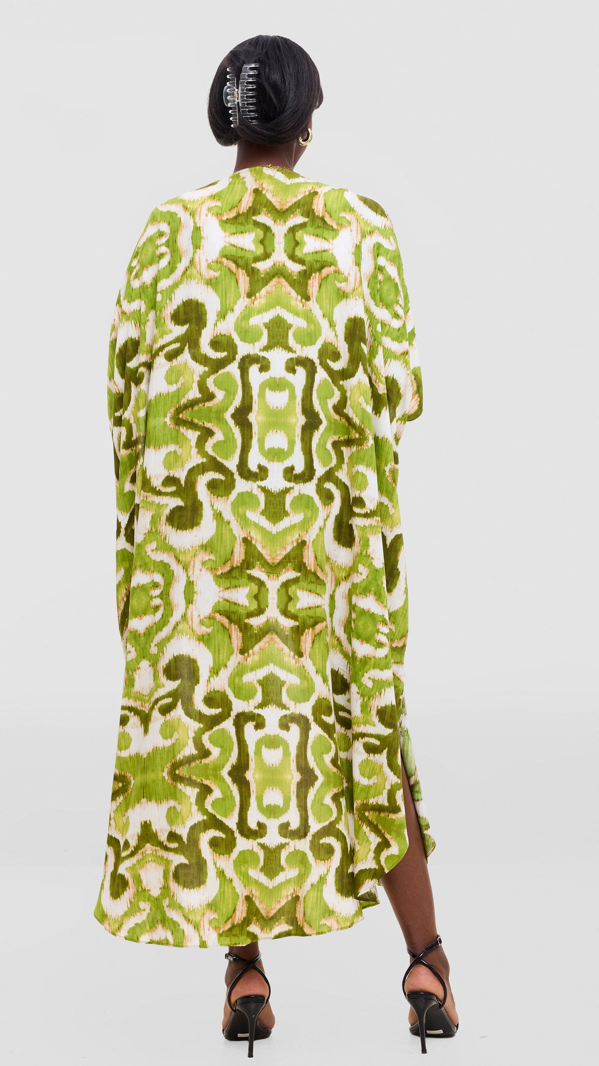 Vivo Talia Kimono & Shorts Set - Olive / Hunters Green Print