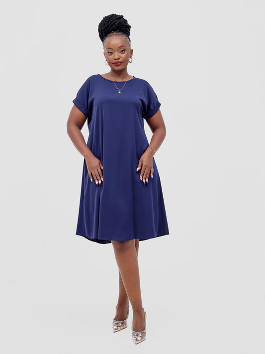 Vivo Pesi Drop Shoulder Tent Dress - Navy