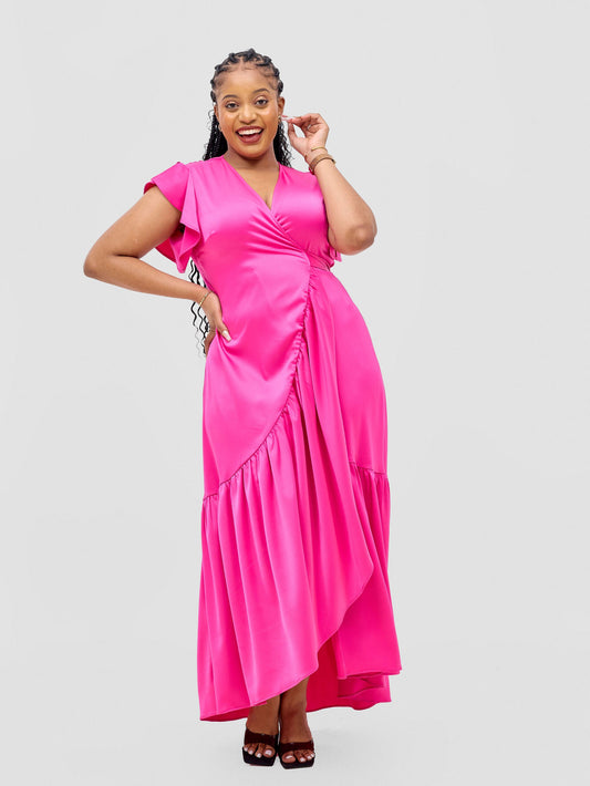 Vivo Hanabi Wrap Maxi Dress - Hot Pink