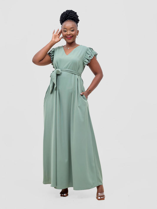 Vivo Nasinka A-line Maxi Dress - Dusty Green