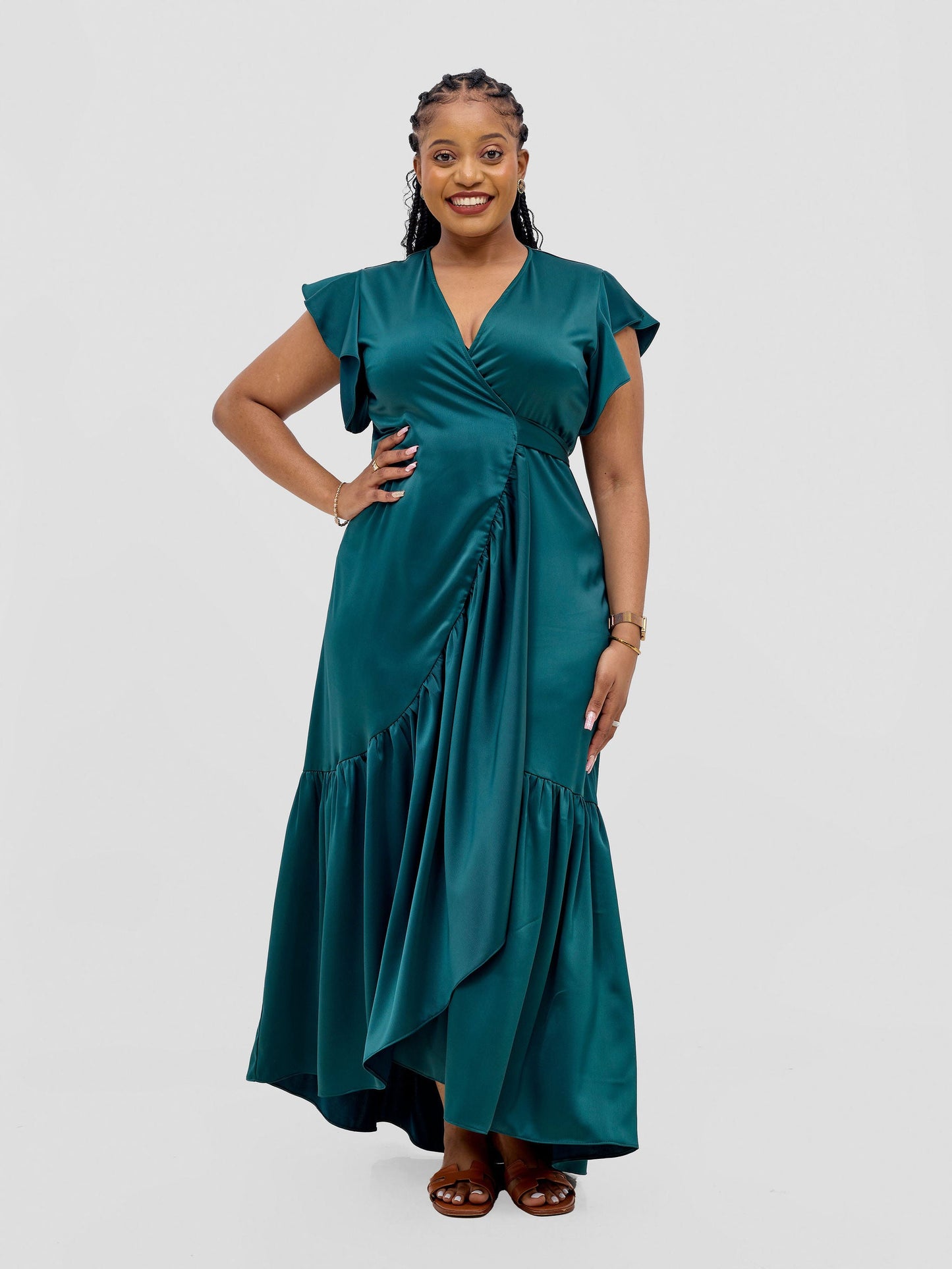Vivo Hanabi Wrap Maxi Dress - Dark Green