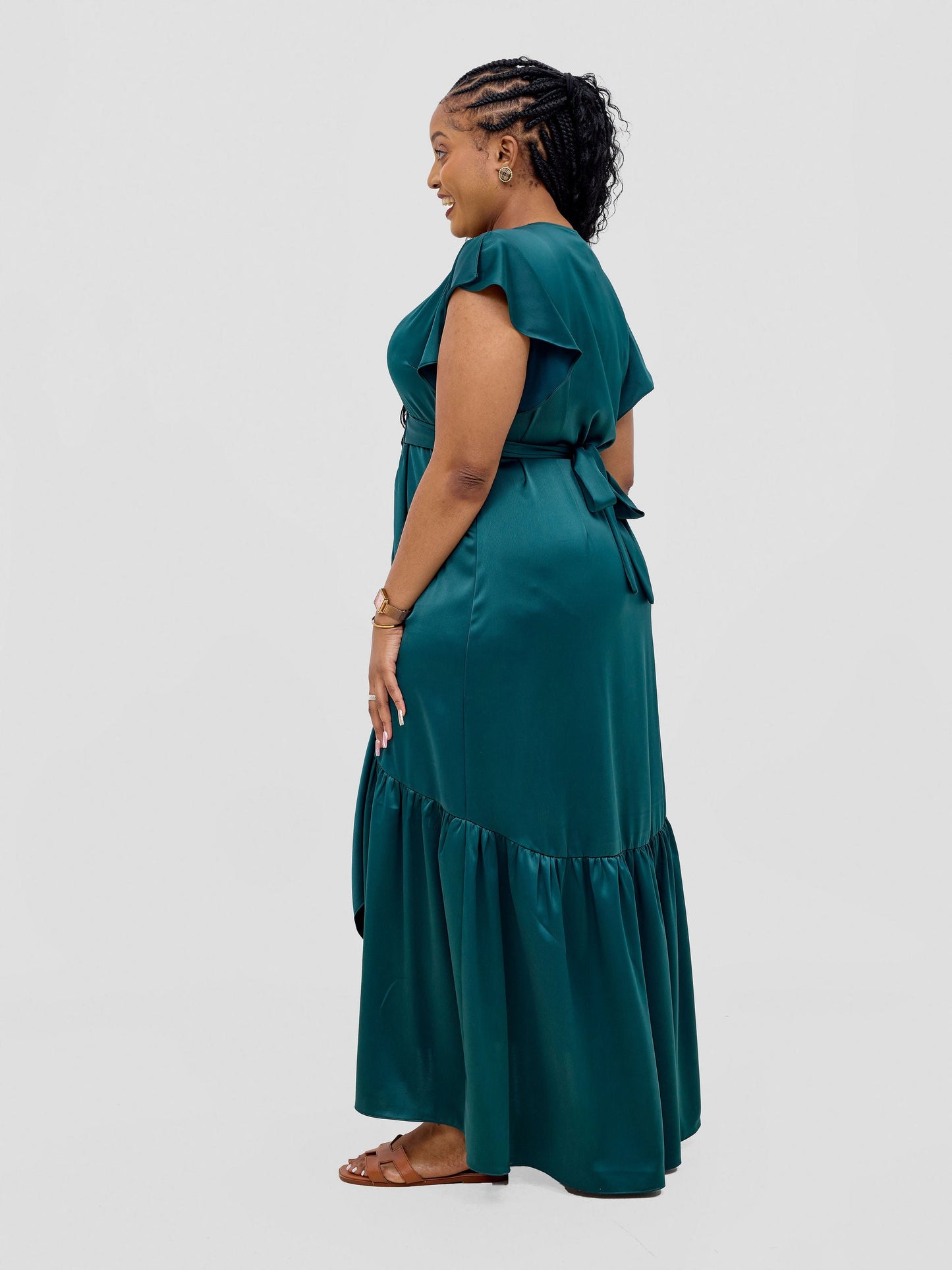 Vivo Hanabi Wrap Maxi Dress - Dark Green