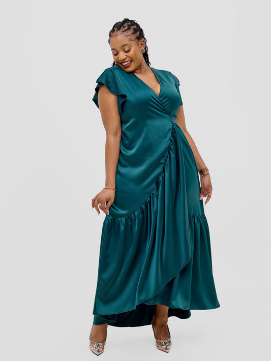 Vivo Hanabi Wrap Maxi Dress - Dark Green