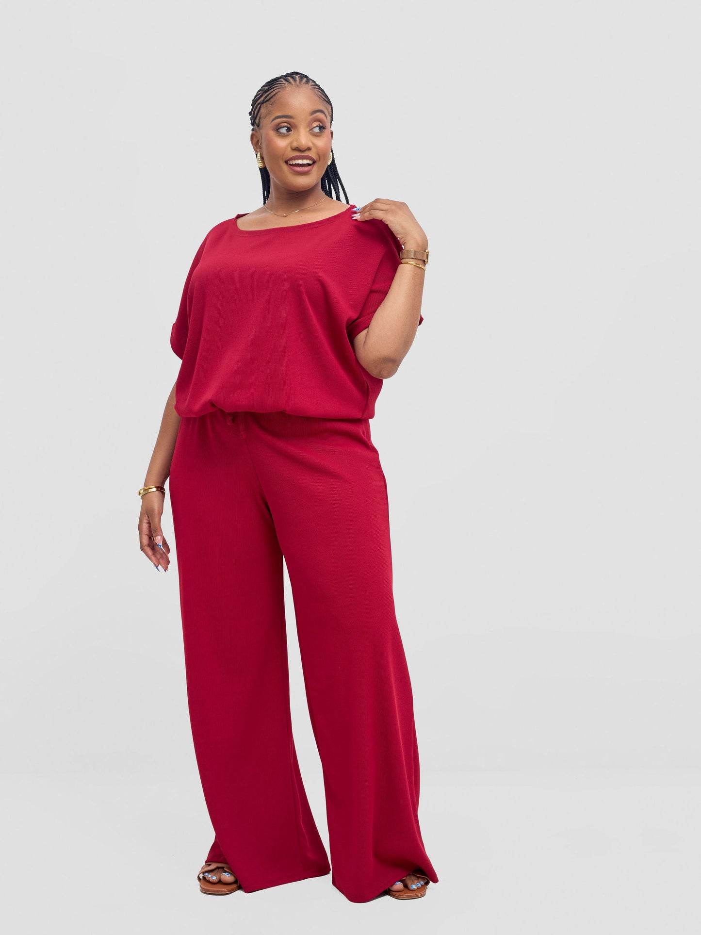 Vivo Safa Drop Shoulder Top - Dark Red