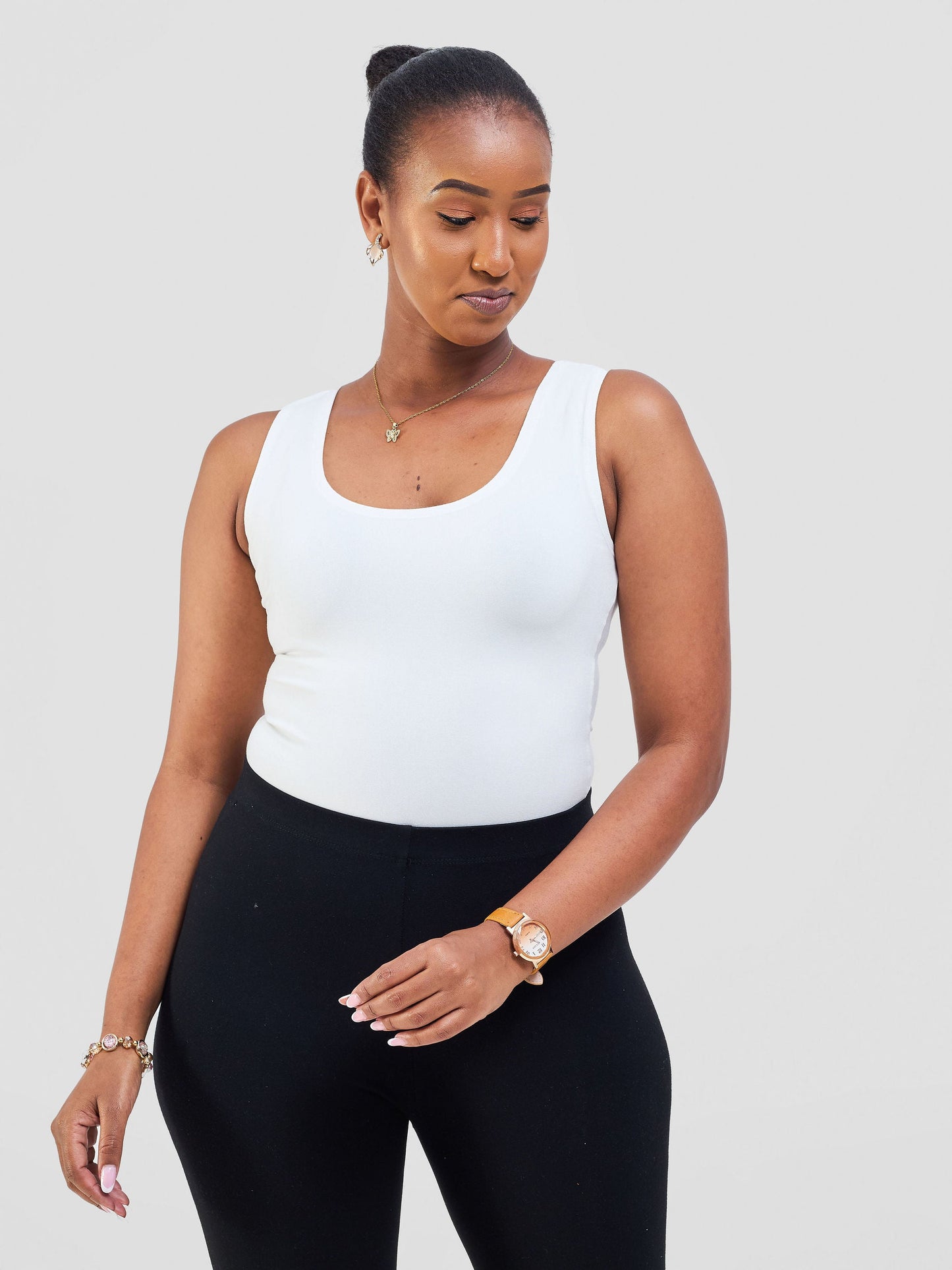Vivo Basic Sleeveless Bodysuit - White