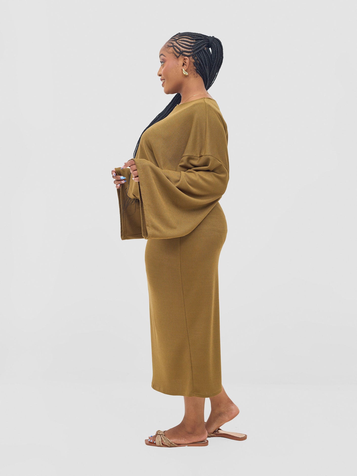 Vivo Safa Drawstring Wide Top - Light Olive