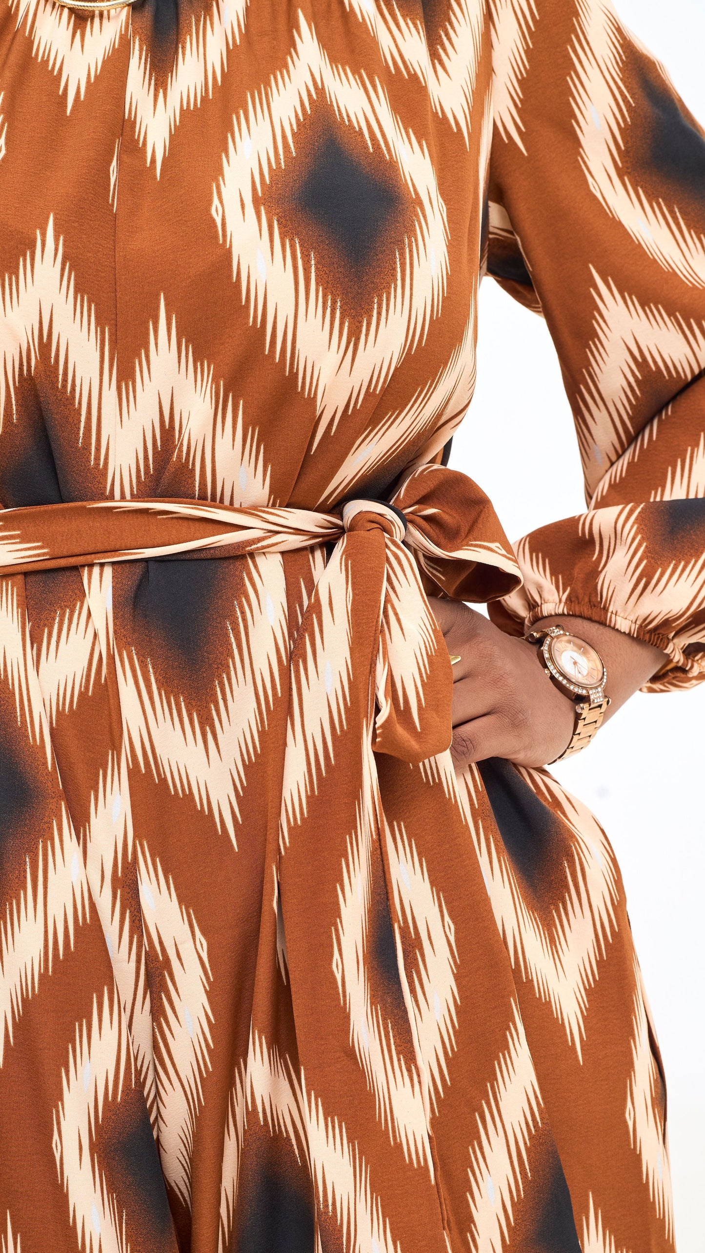 Vivo Yumi Off Shoulder Jumpsuit - Cream / Rust Rumi Print