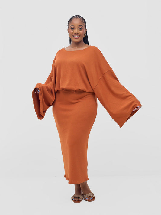Vivo Safa Drawstring Wide Top - Burnt Orange