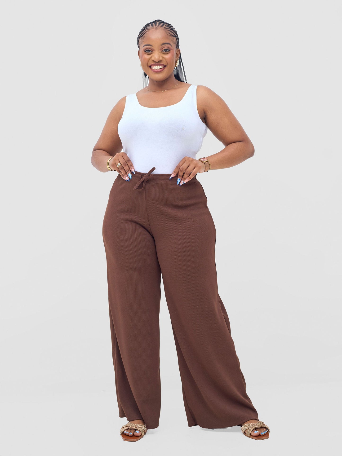 Vivo Safa Straight Leg Pants - Chocolate