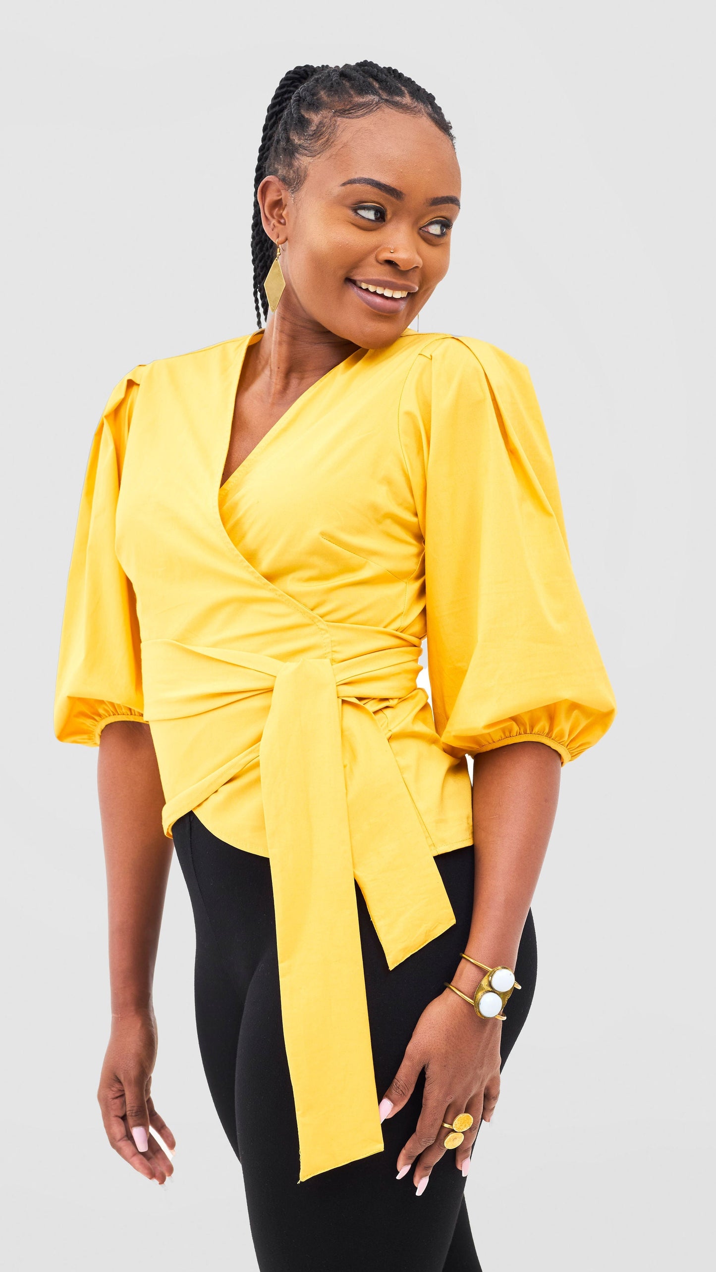Safari Naledi Wrap Top - Mustard