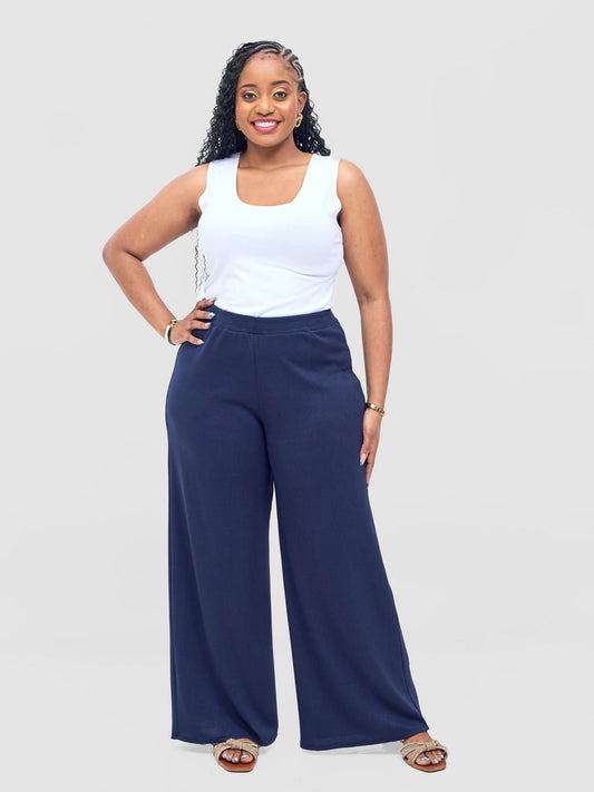 Vivo Rema Straight Leg Pants - Navy
