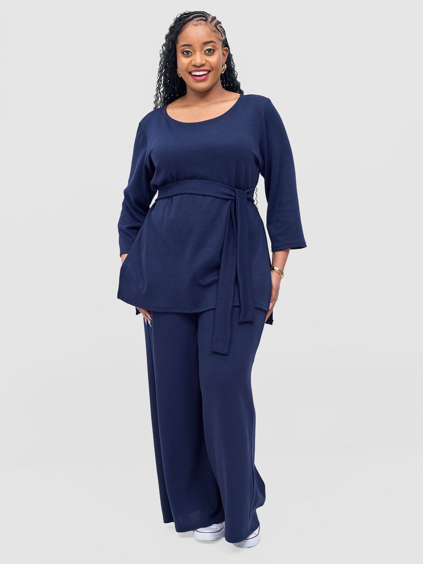 Vivo Rema Straight Leg Pants - Navy