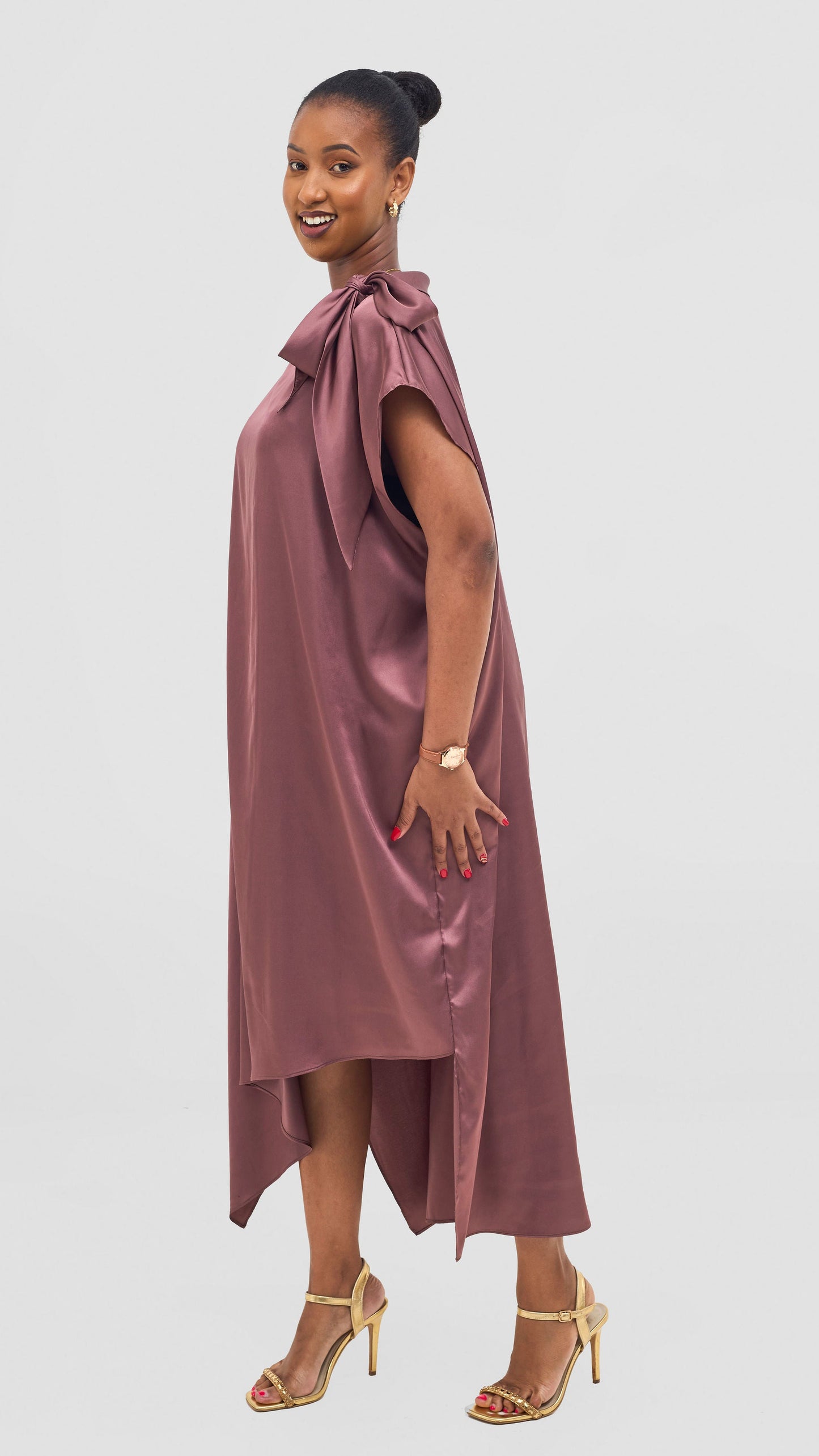 Vivo Takali Asymmetrical Midi Length Kaftan - Light Tan