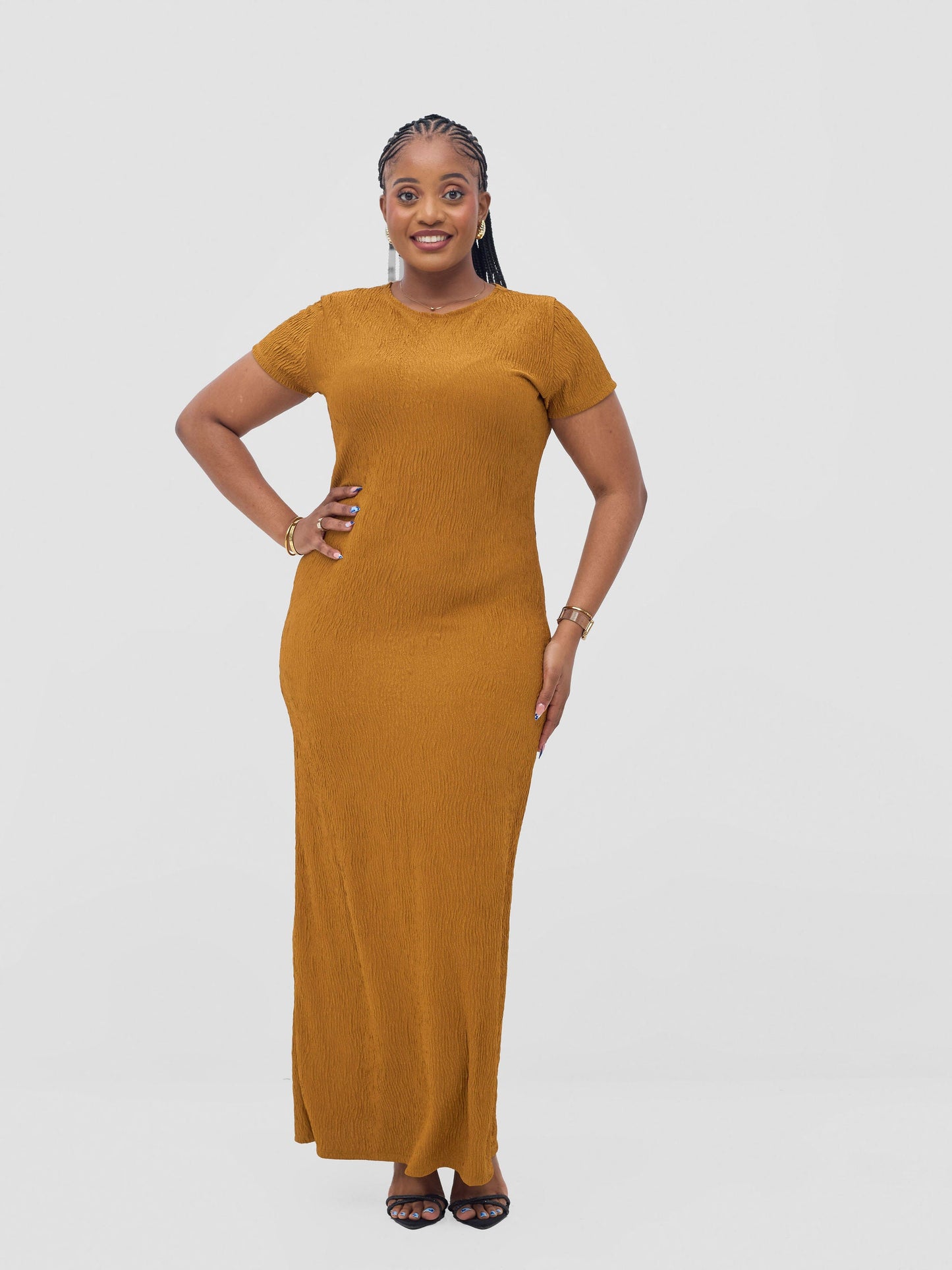 Vivo Kaisa Short Sleeve Maxi Bodycon - Mustard