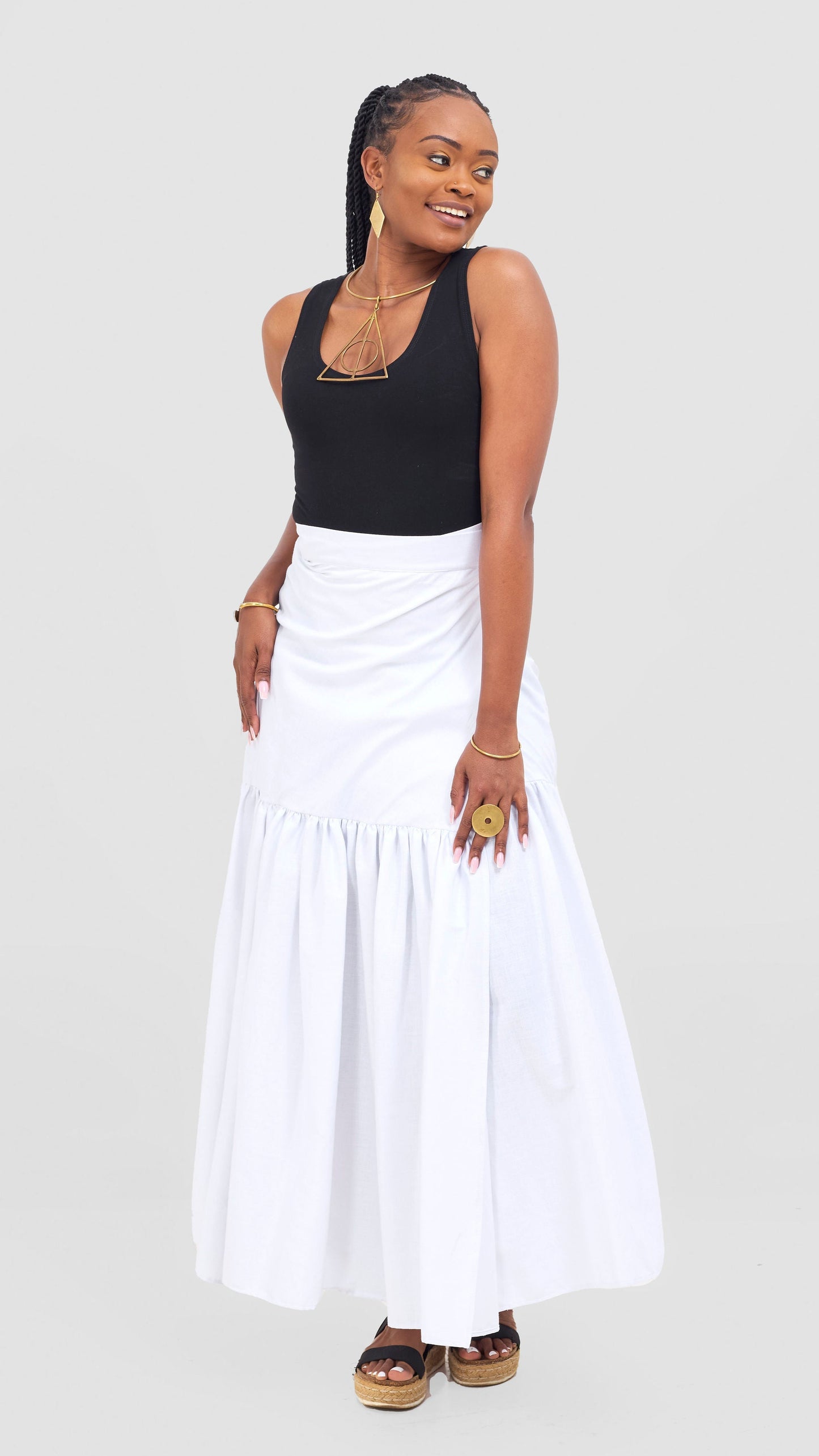 Safari Naledi Gathered Panel Maxi Skirt - White